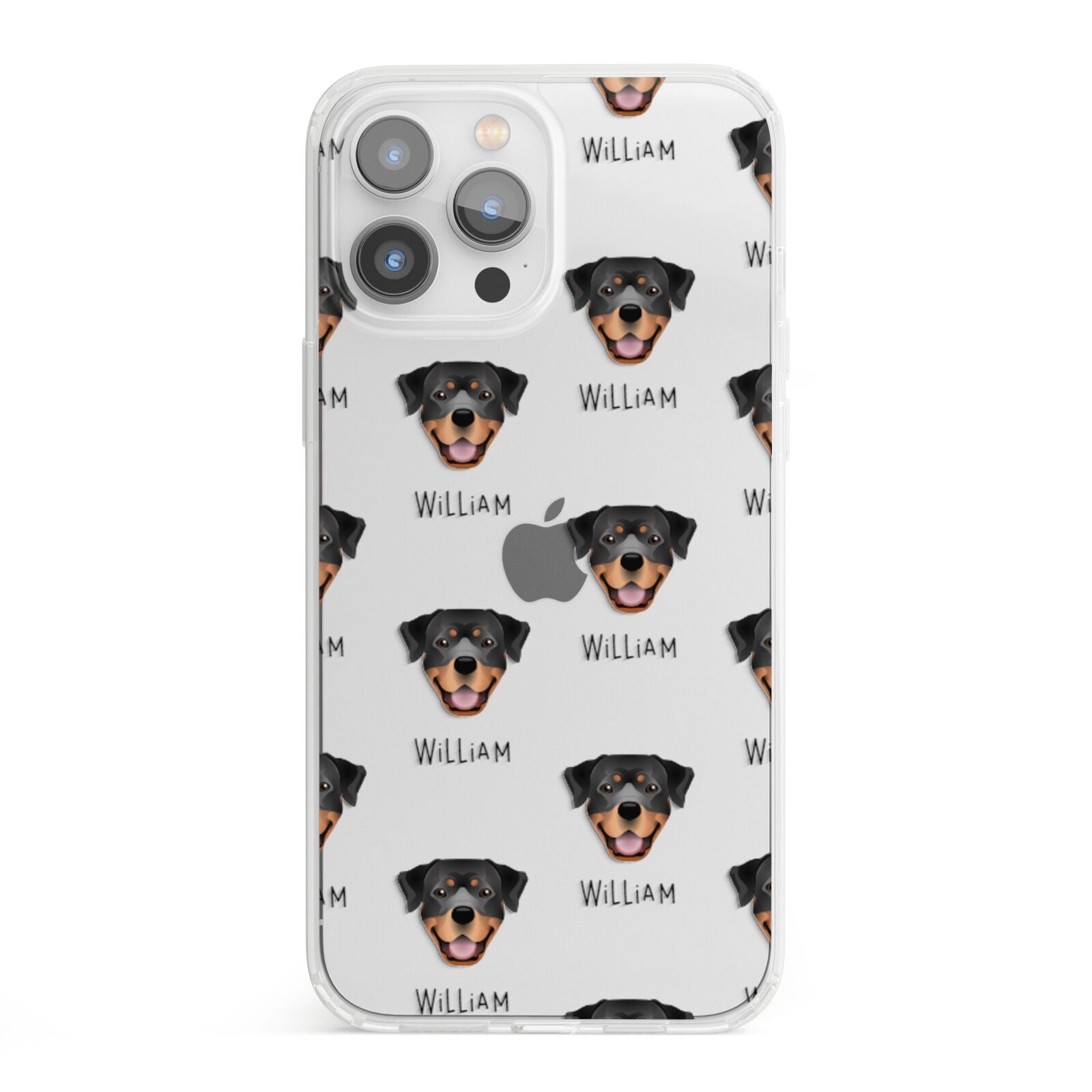 Rottweiler Icon with Name iPhone 13 Pro Max Clear Bumper Case