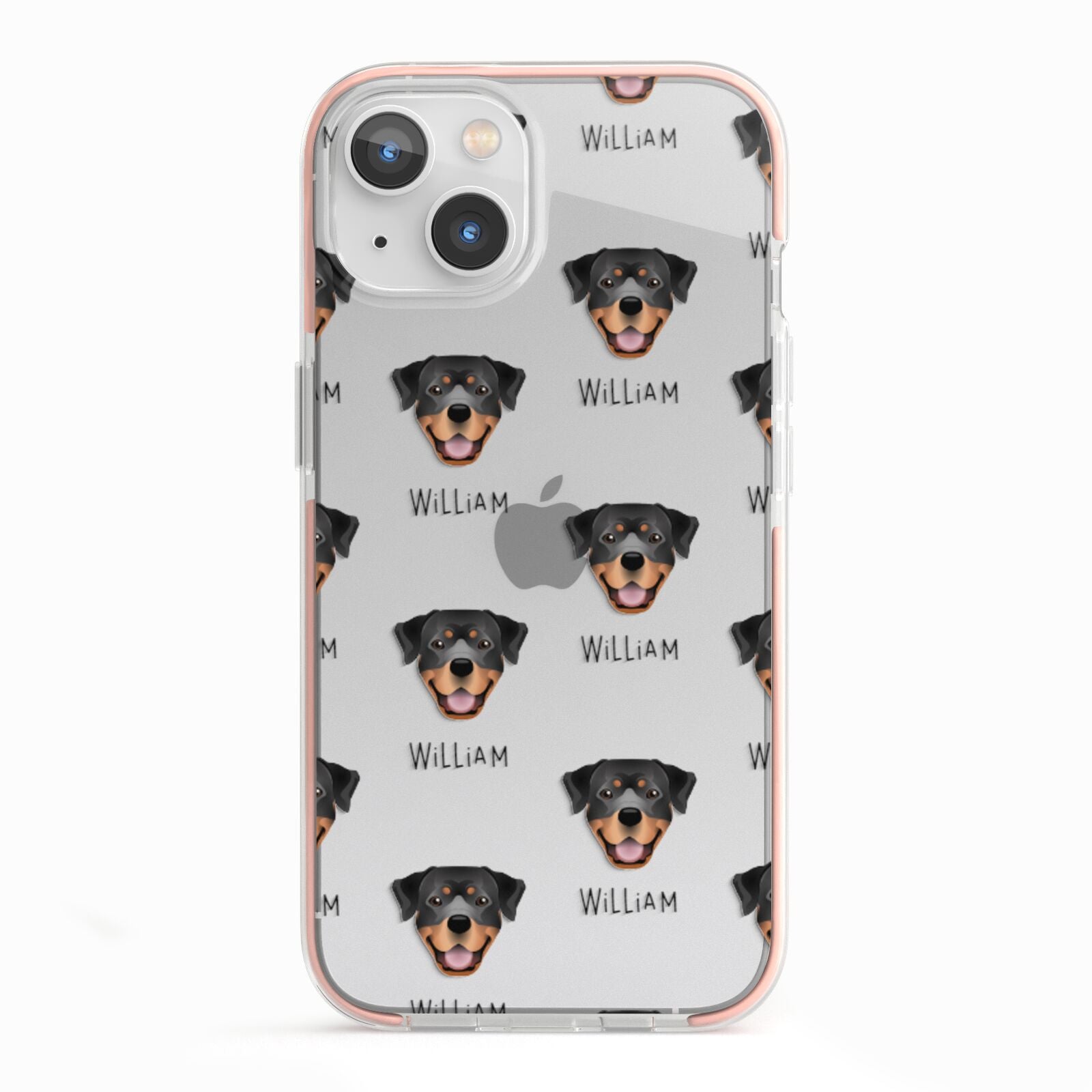 Rottweiler Icon with Name iPhone 13 TPU Impact Case with Pink Edges
