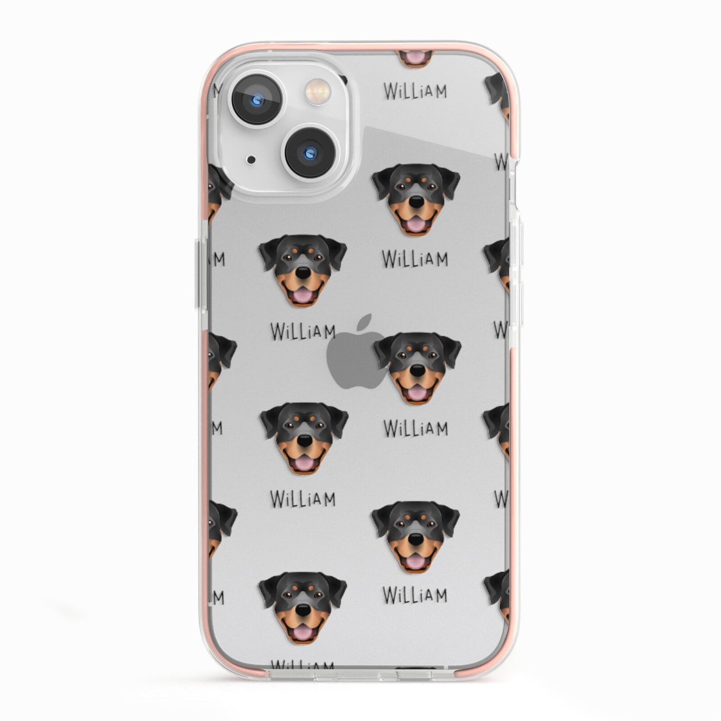 Rottweiler Icon with Name iPhone 13 TPU Impact Case with Pink Edges
