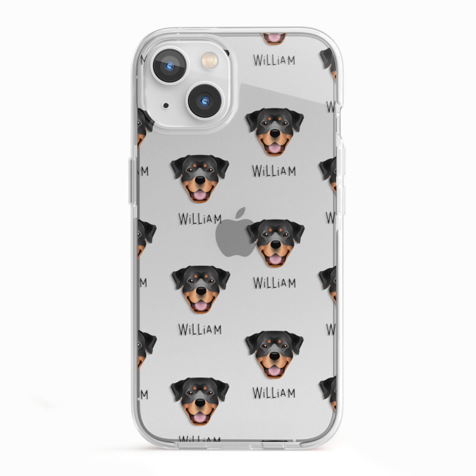 Rottweiler Icon with Name iPhone 13 TPU Impact Case with White Edges