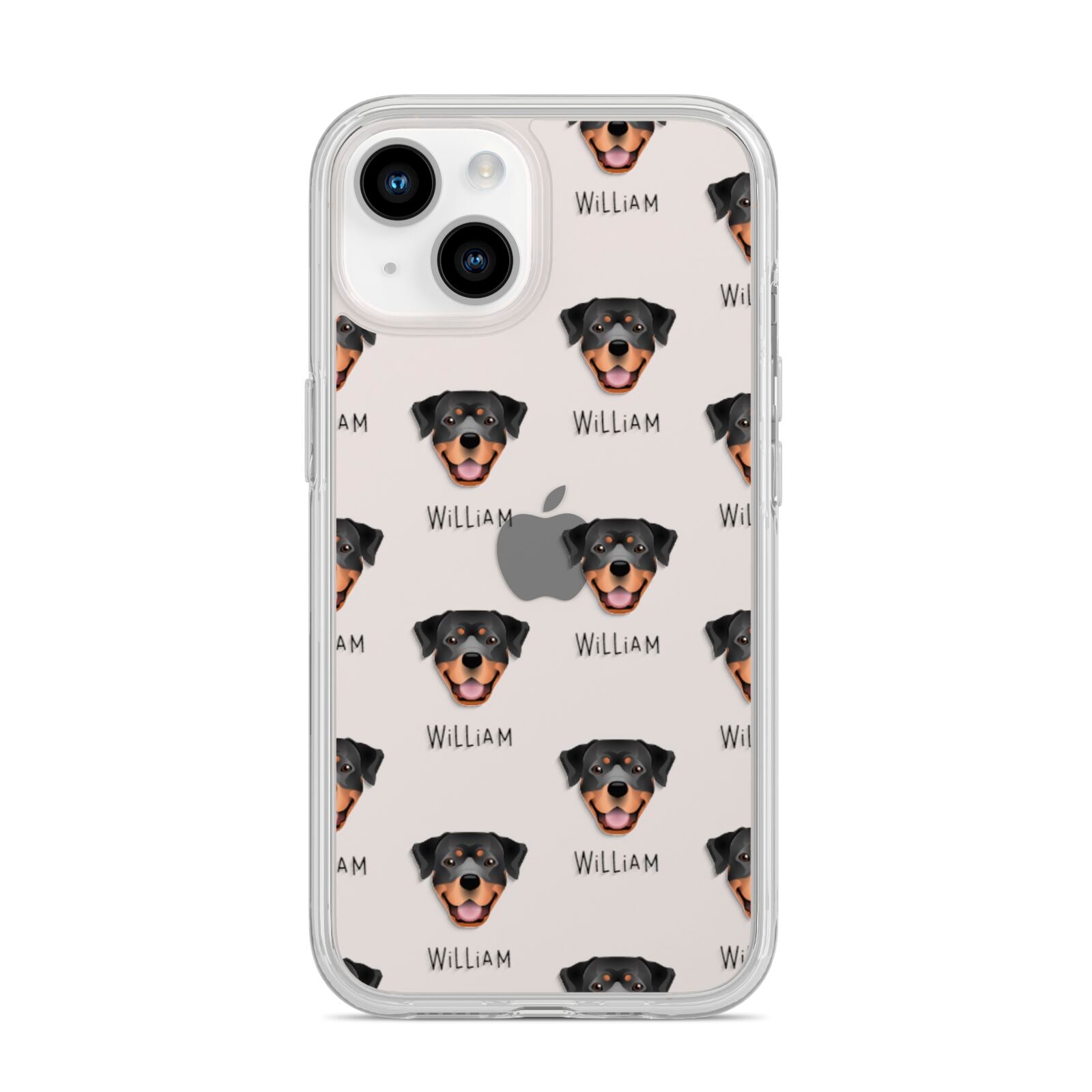 Rottweiler Icon with Name iPhone 14 Clear Tough Case Starlight