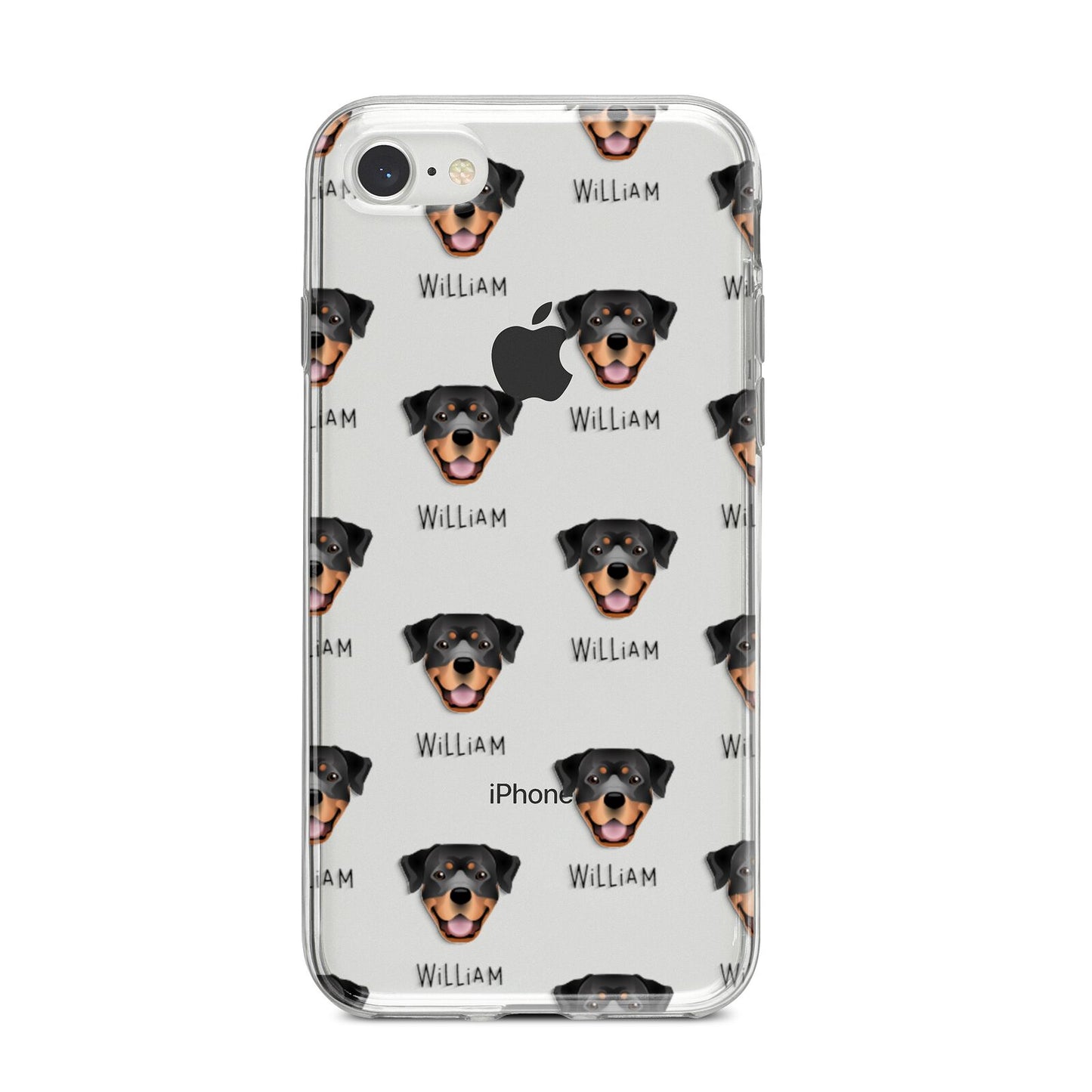 Rottweiler Icon with Name iPhone 8 Bumper Case on Silver iPhone