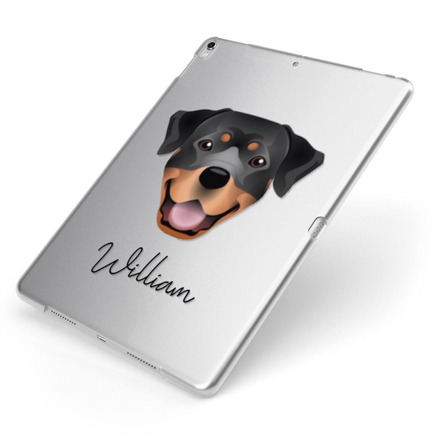 Rottweiler Personalised Apple iPad Case on Silver iPad Side View