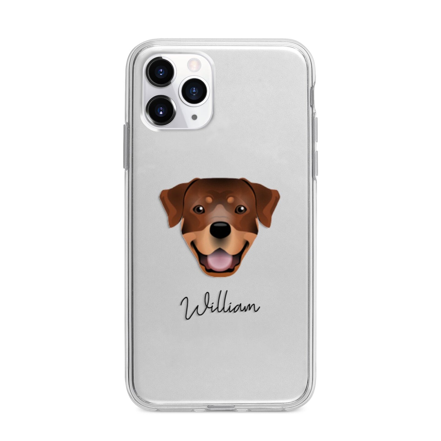 Rottweiler Personalised Apple iPhone 11 Pro Max in Silver with Bumper Case