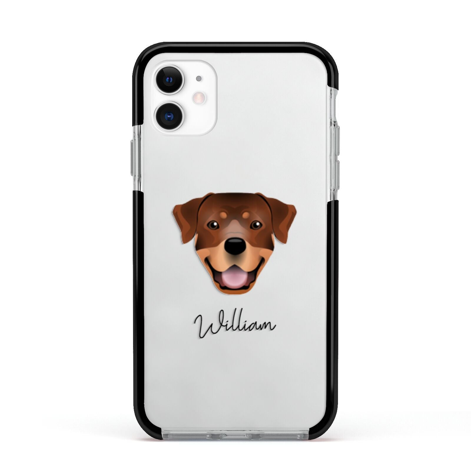 Rottweiler Personalised Apple iPhone 11 in White with Black Impact Case