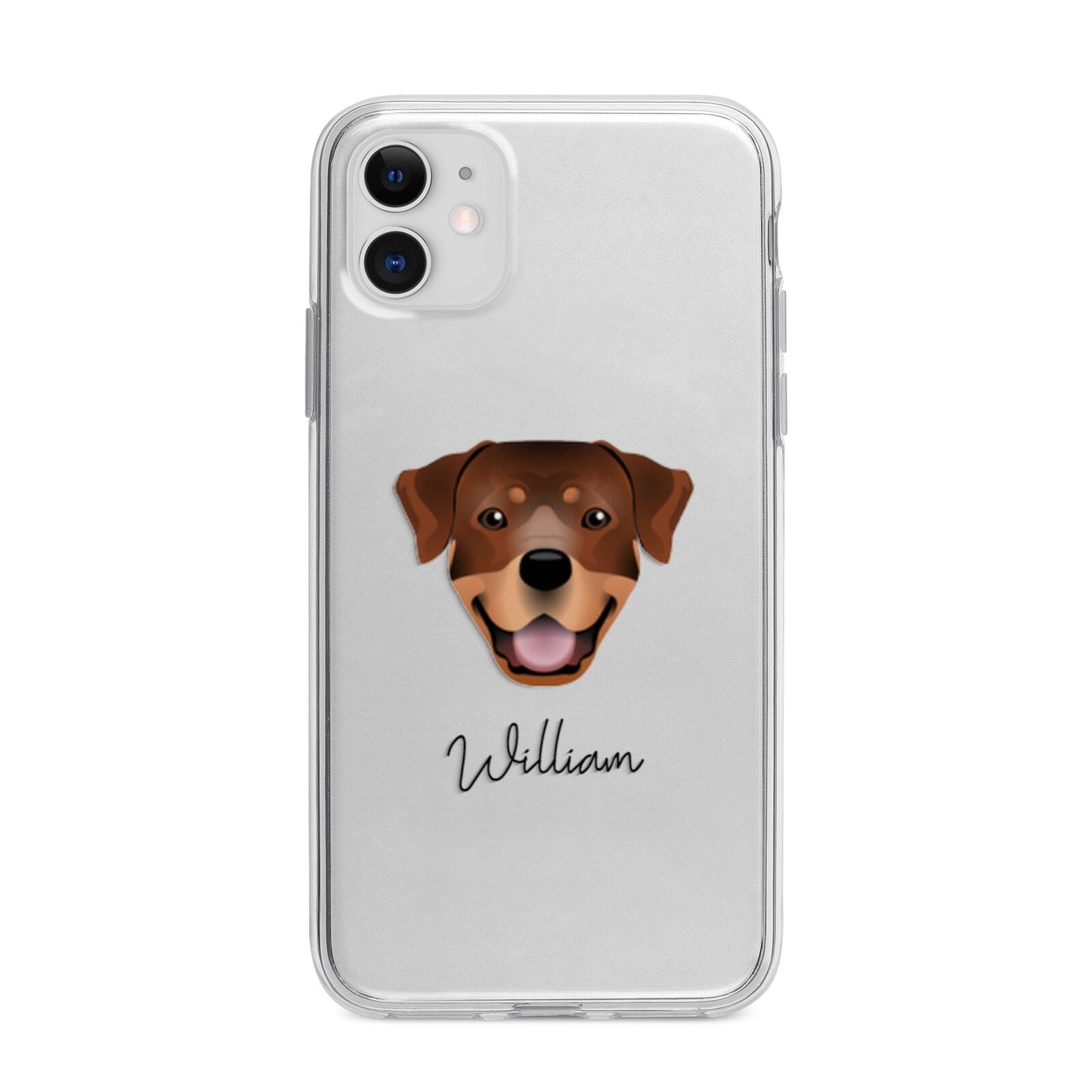 Rottweiler Personalised Apple iPhone 11 in White with Bumper Case