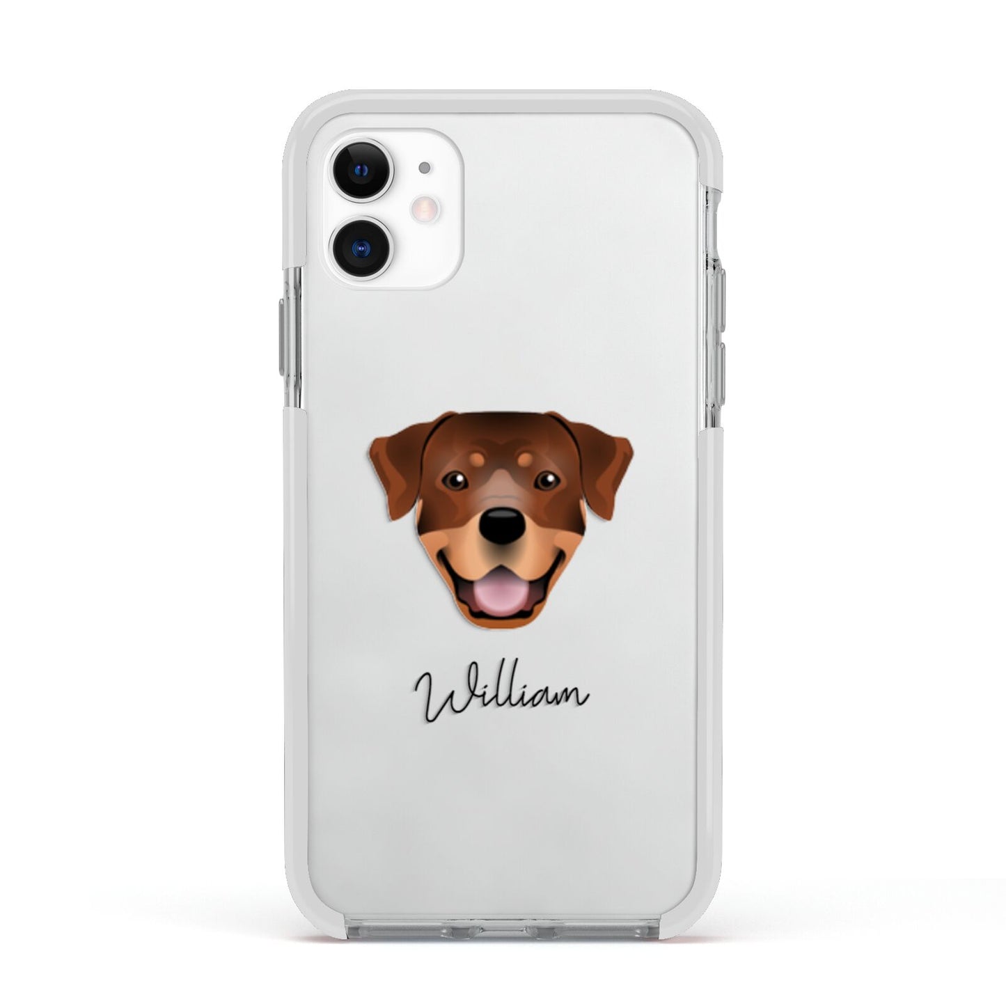 Rottweiler Personalised Apple iPhone 11 in White with White Impact Case