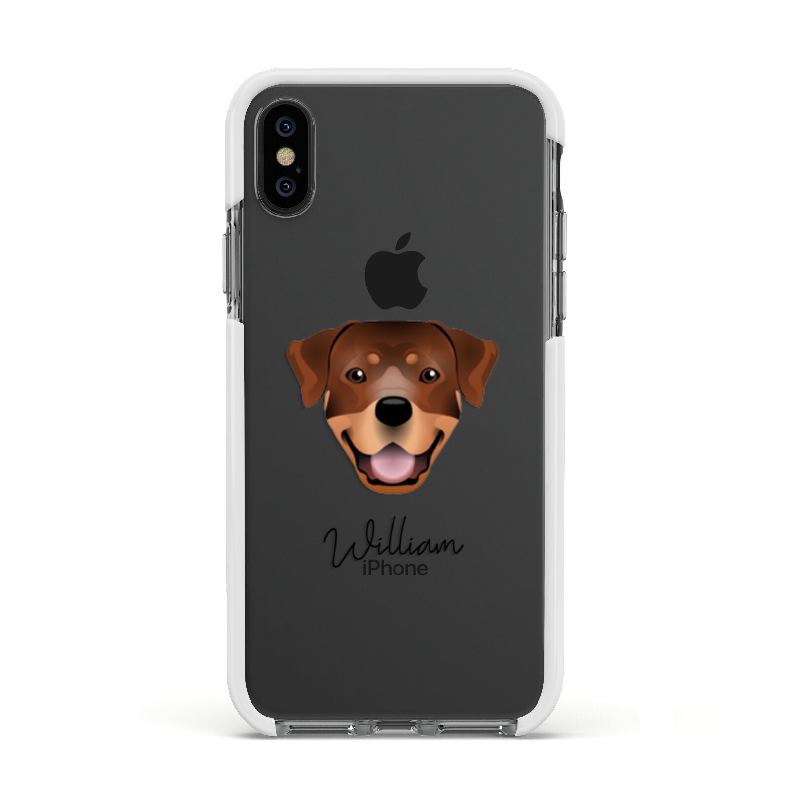 Rottweiler Personalised Apple iPhone Xs Impact Case White Edge on Black Phone