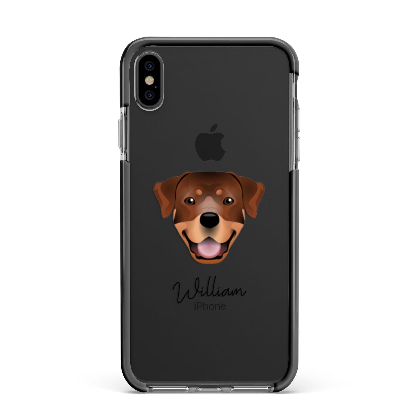 Rottweiler Personalised Apple iPhone Xs Max Impact Case Black Edge on Black Phone