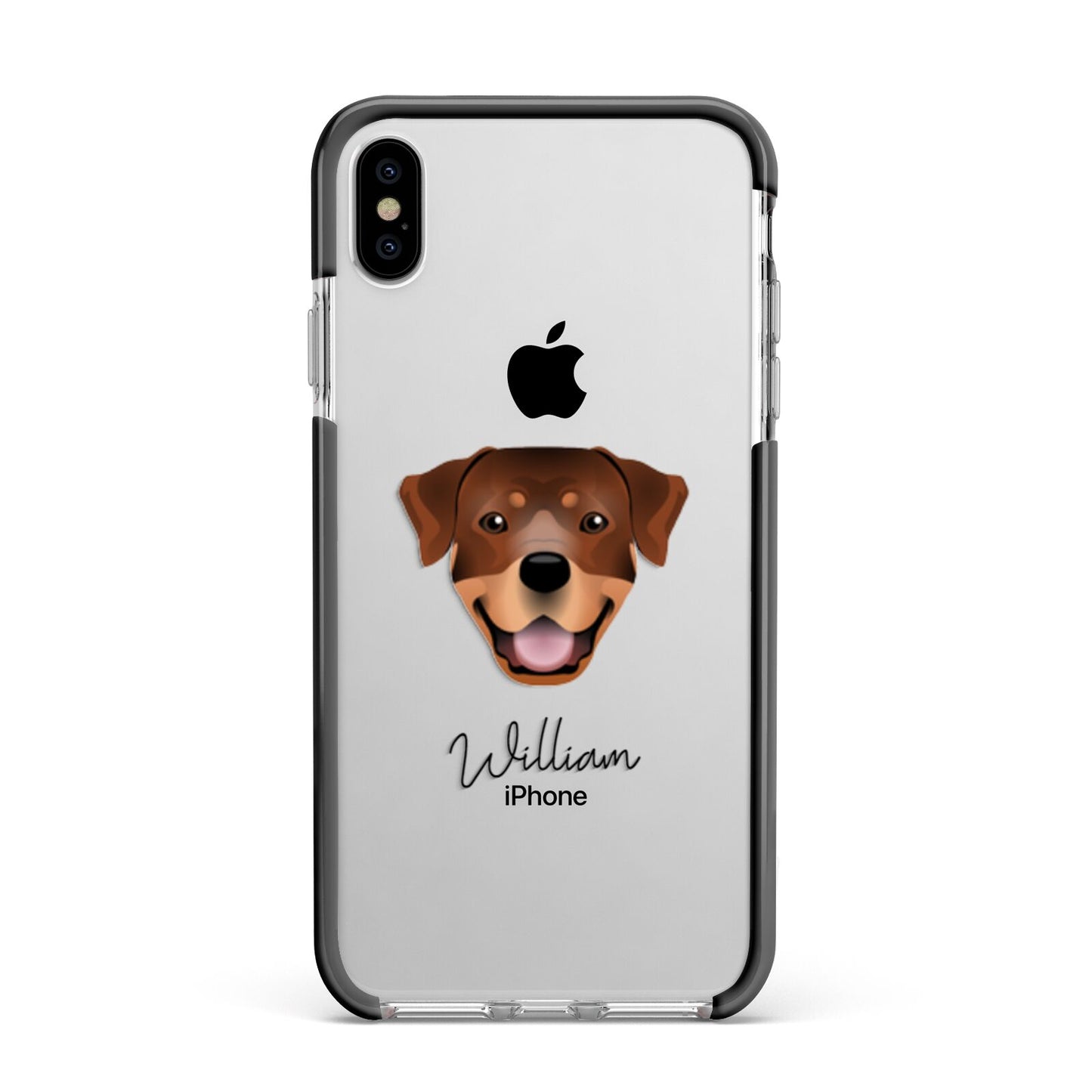 Rottweiler Personalised Apple iPhone Xs Max Impact Case Black Edge on Silver Phone