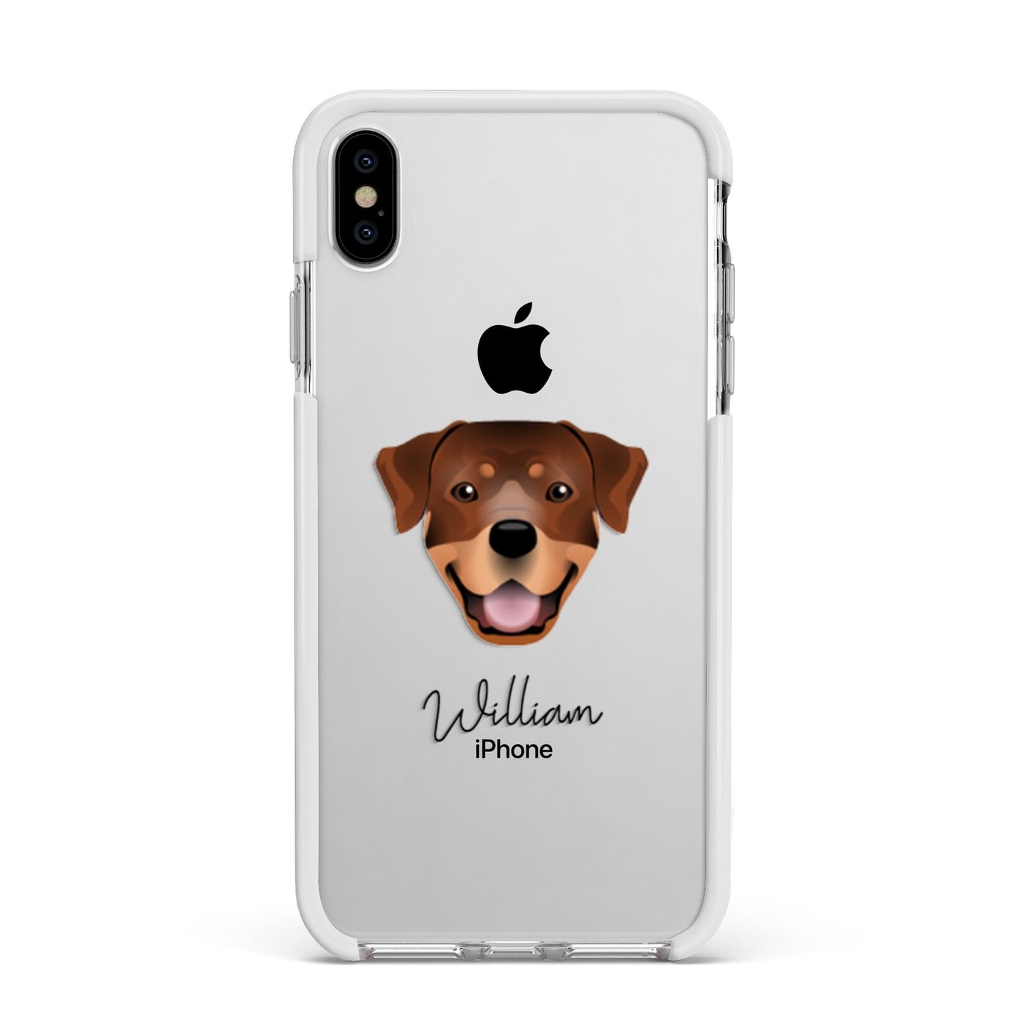 Rottweiler Personalised Apple iPhone Xs Max Impact Case White Edge on Silver Phone