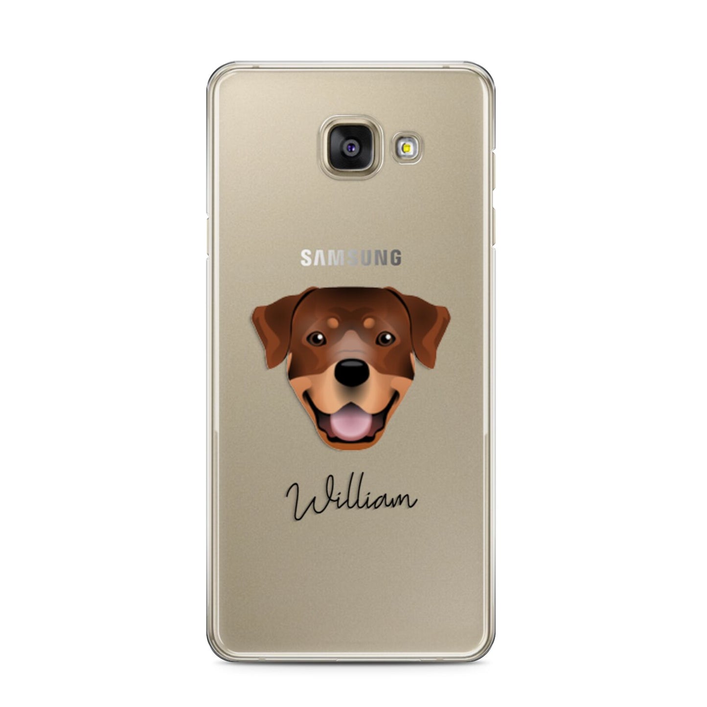 Rottweiler Personalised Samsung Galaxy A3 2016 Case on gold phone