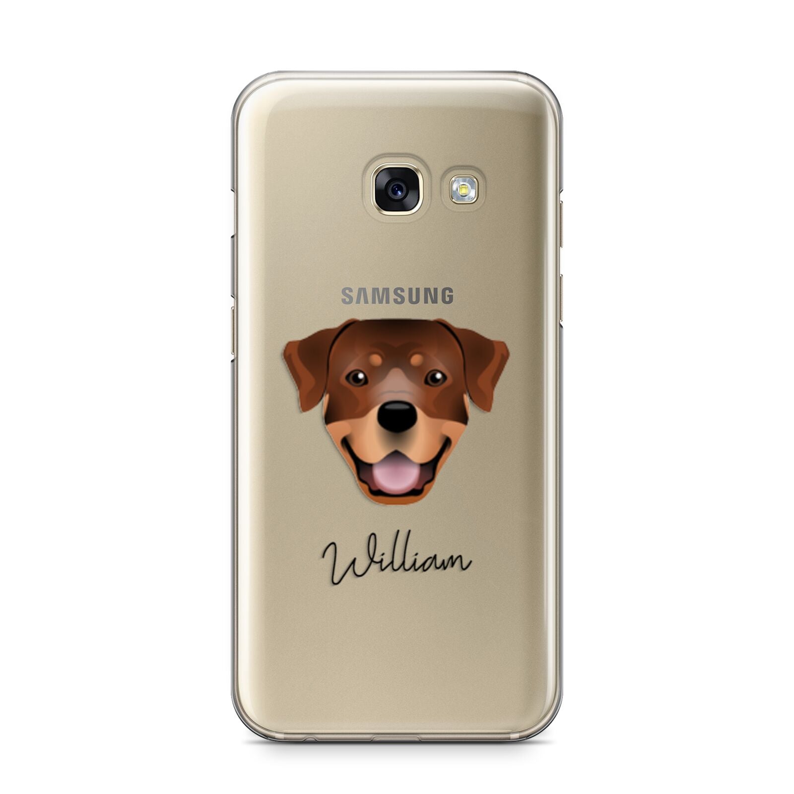 Rottweiler Personalised Samsung Galaxy A3 2017 Case on gold phone