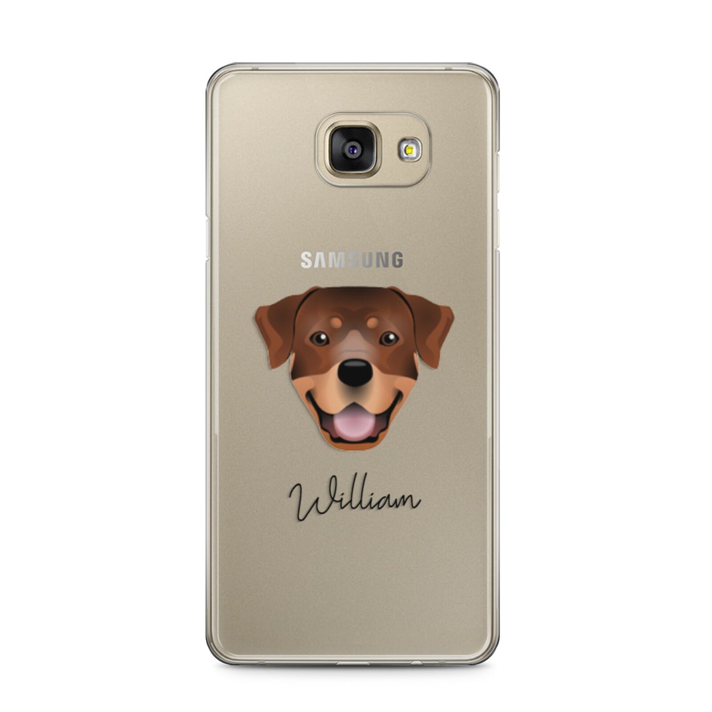 Rottweiler Personalised Samsung Galaxy A5 2016 Case on gold phone