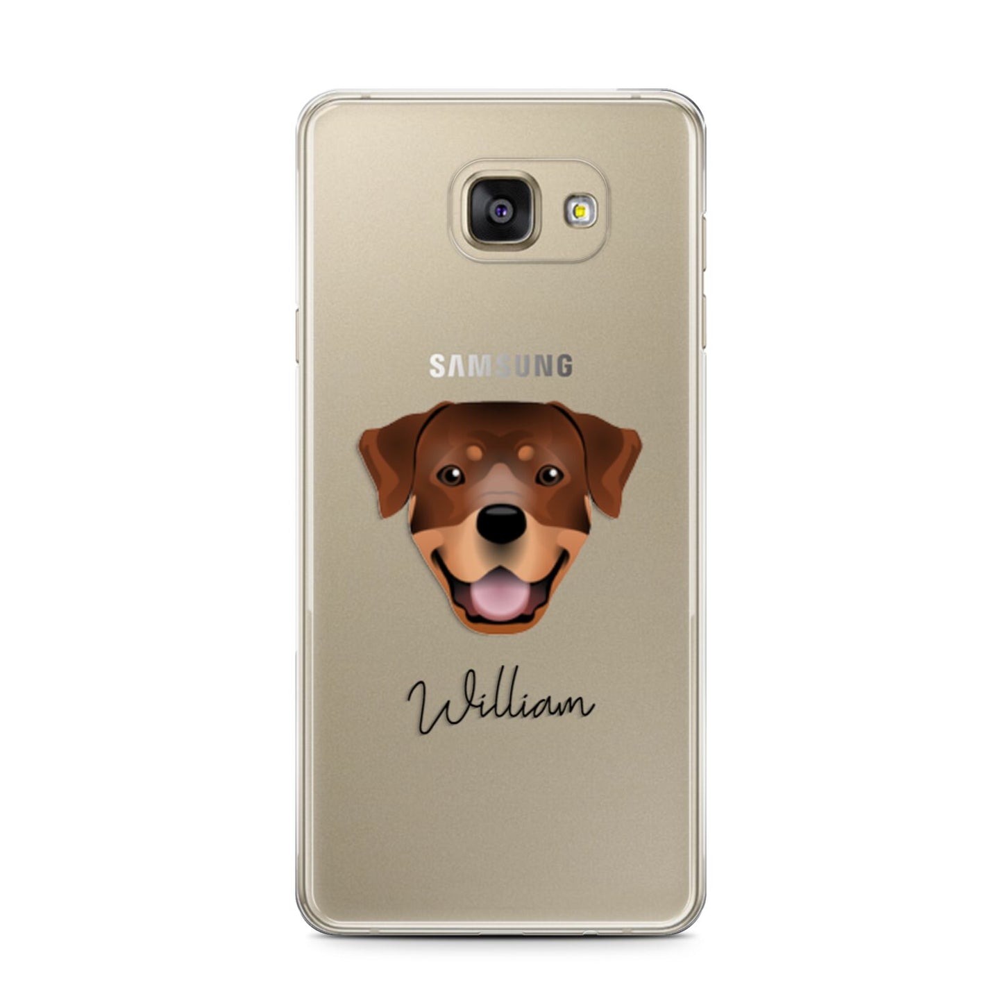 Rottweiler Personalised Samsung Galaxy A7 2016 Case on gold phone