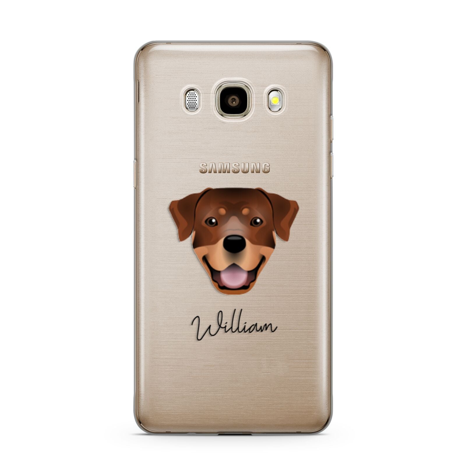 Rottweiler Personalised Samsung Galaxy J7 2016 Case on gold phone
