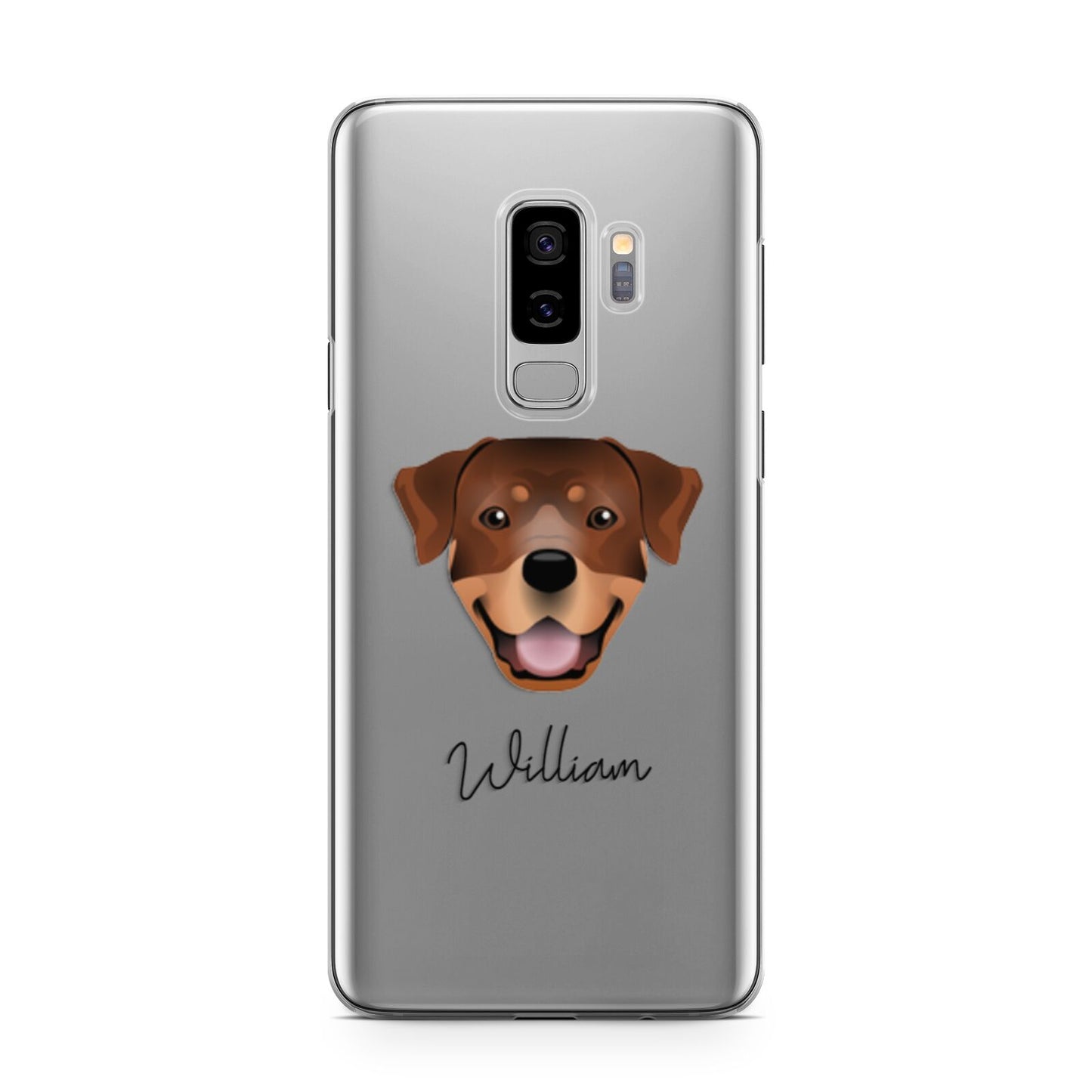 Rottweiler Personalised Samsung Galaxy S9 Plus Case on Silver phone
