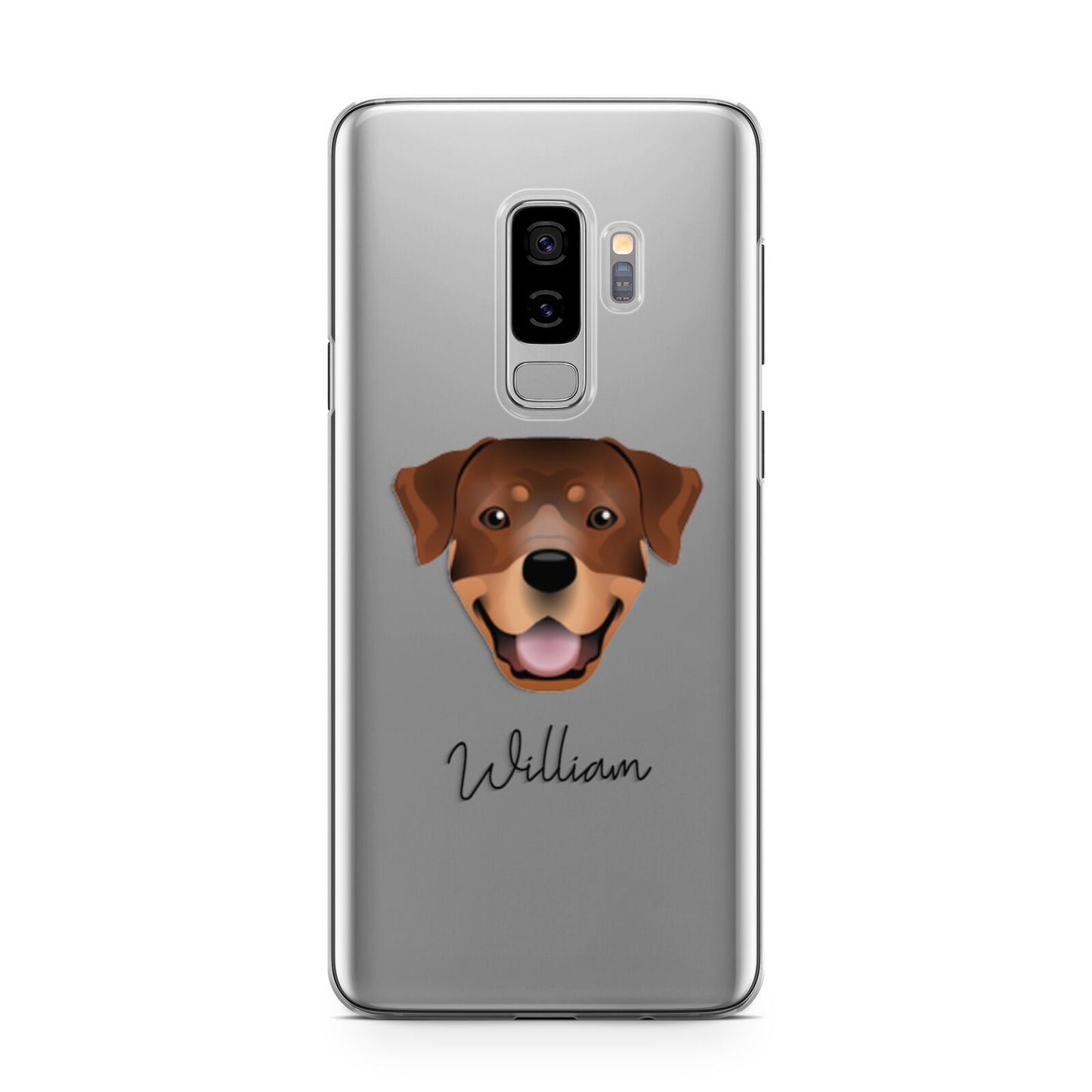 Rottweiler Personalised Samsung Galaxy S9 Plus Case on Silver phone