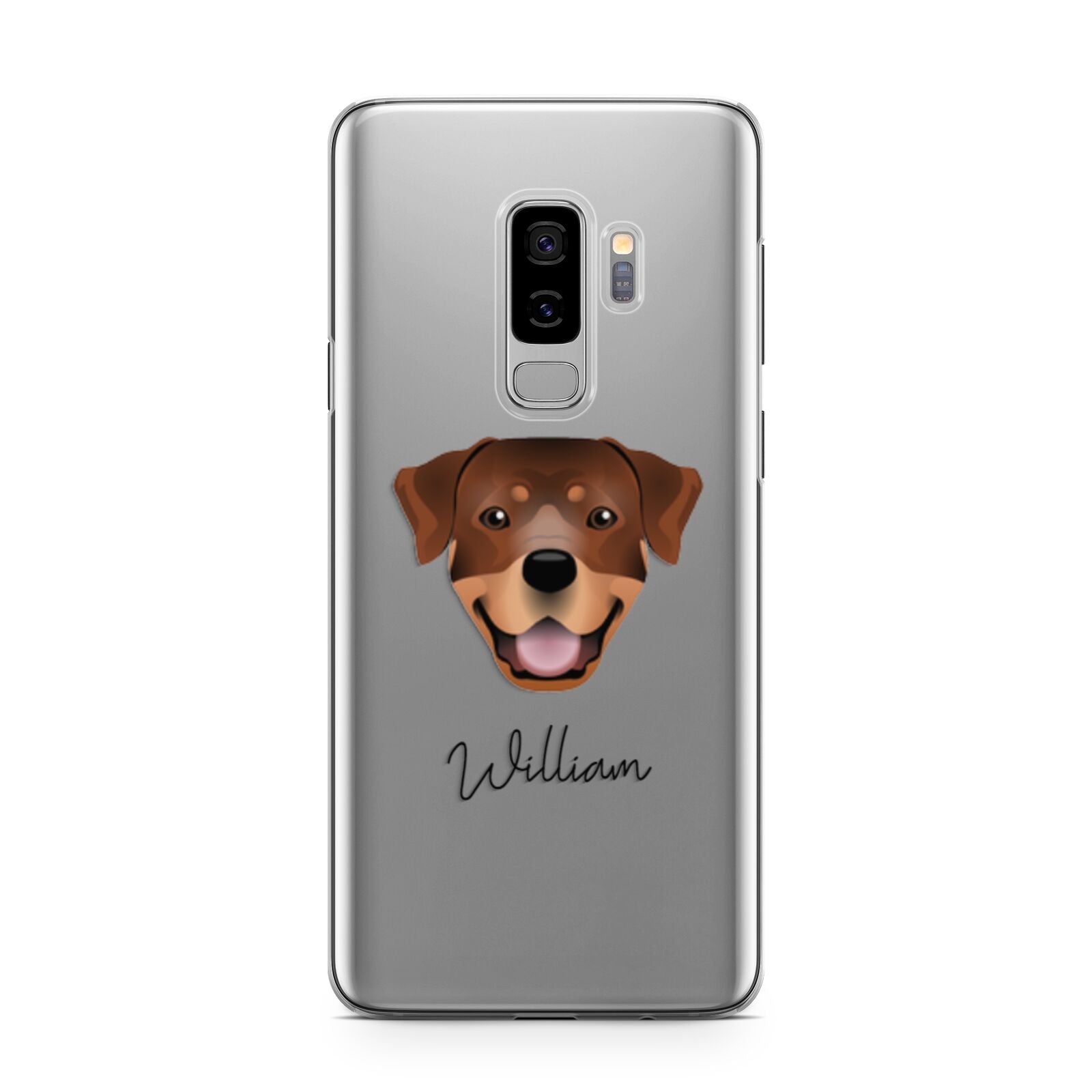 Rottweiler Personalised Samsung Galaxy S9 Plus Case on Silver phone