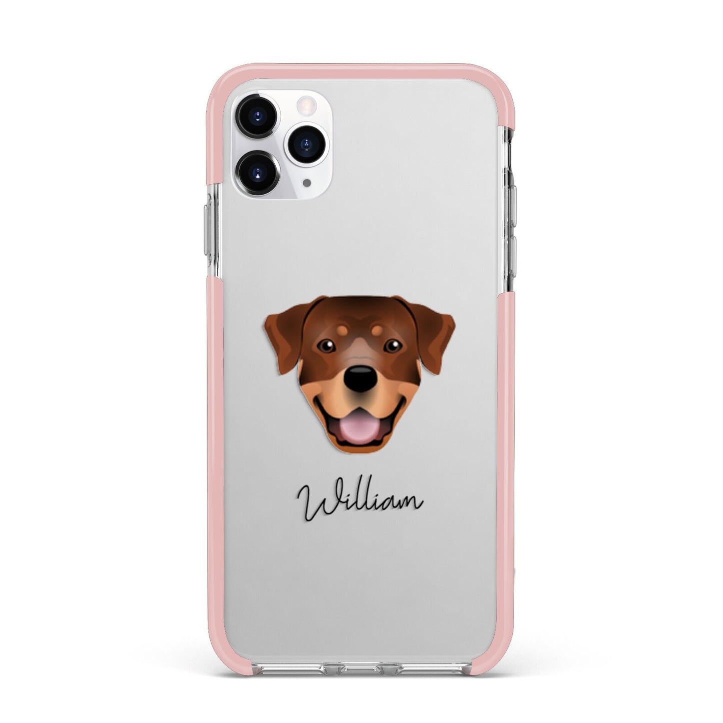 Rottweiler Personalised iPhone 11 Pro Max Impact Pink Edge Case