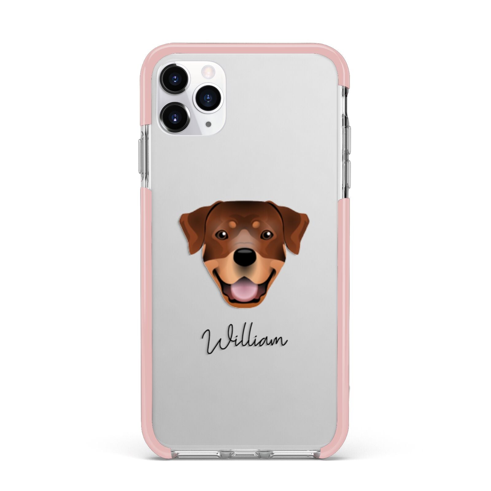 Rottweiler Personalised iPhone 11 Pro Max Impact Pink Edge Case