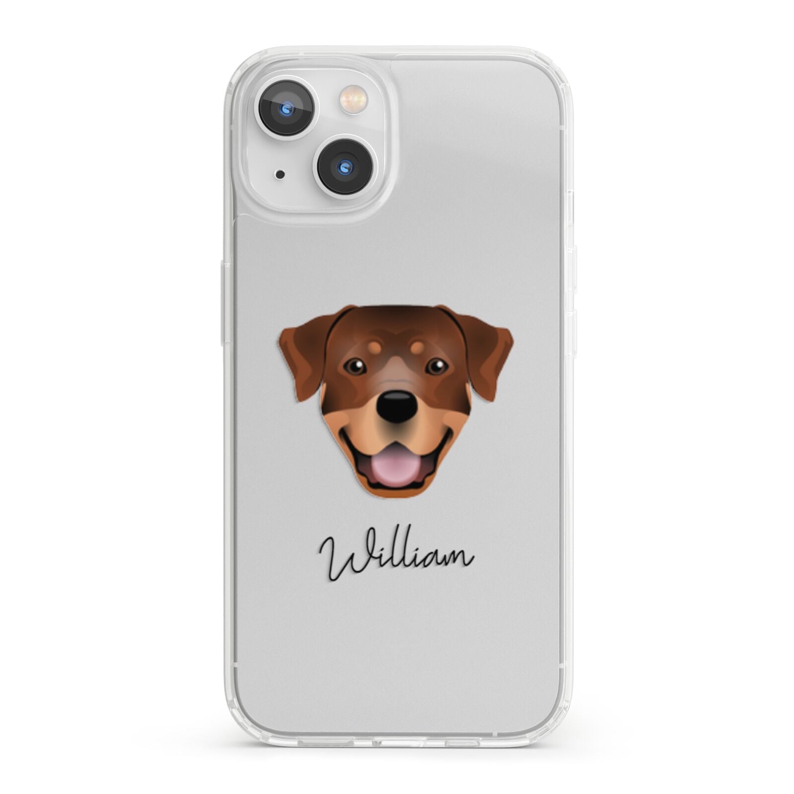 Rottweiler Personalised iPhone 13 Clear Bumper Case