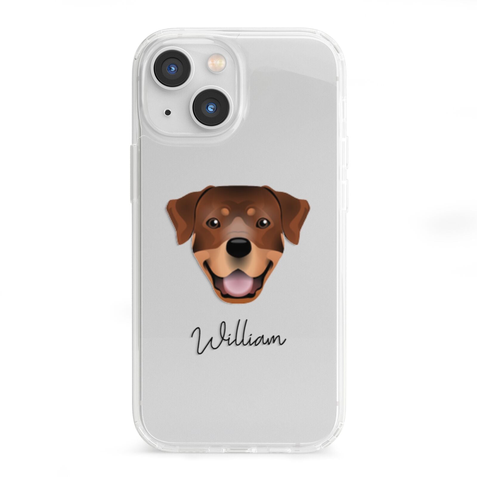 Rottweiler Personalised iPhone 13 Mini Clear Bumper Case