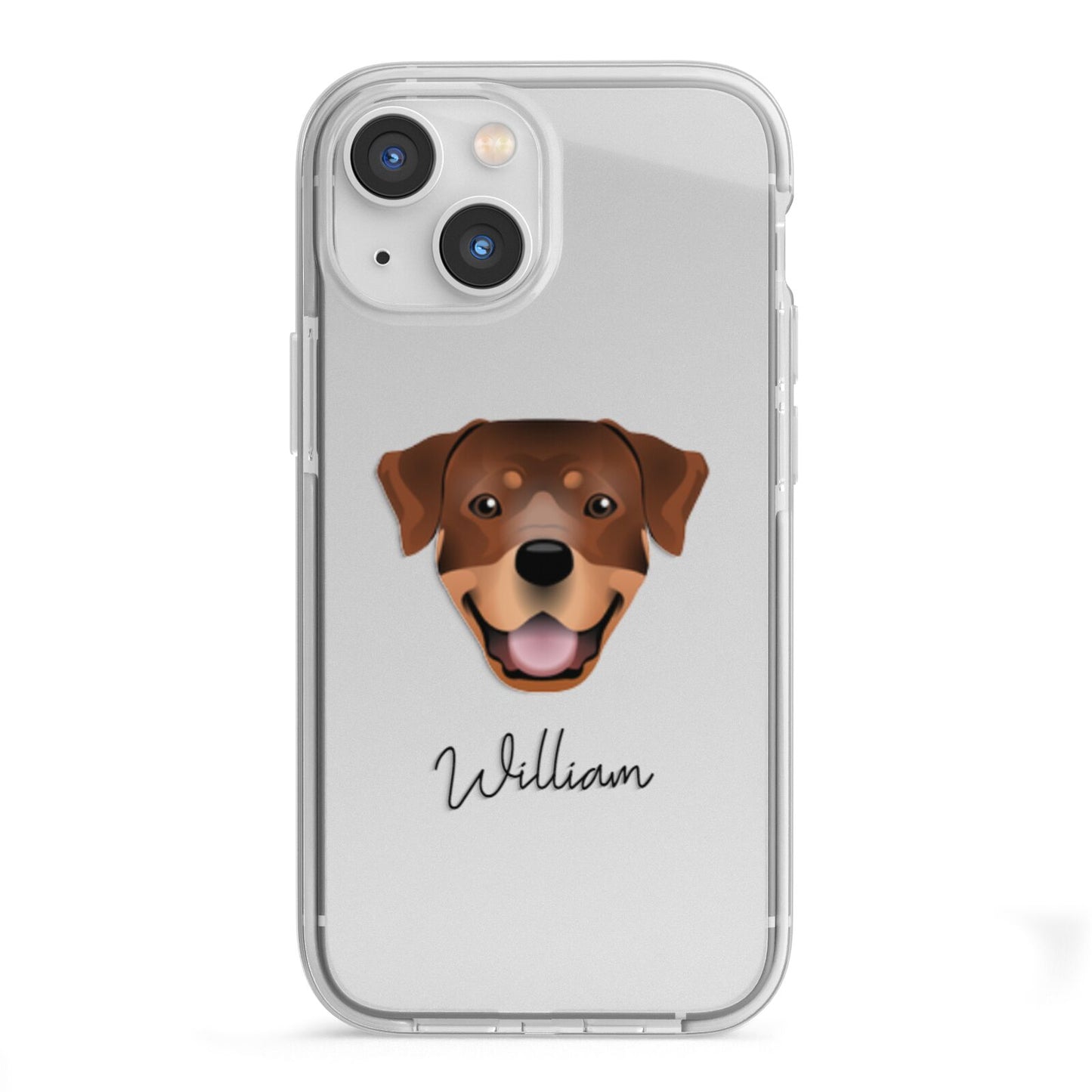 Rottweiler Personalised iPhone 13 Mini TPU Impact Case with White Edges