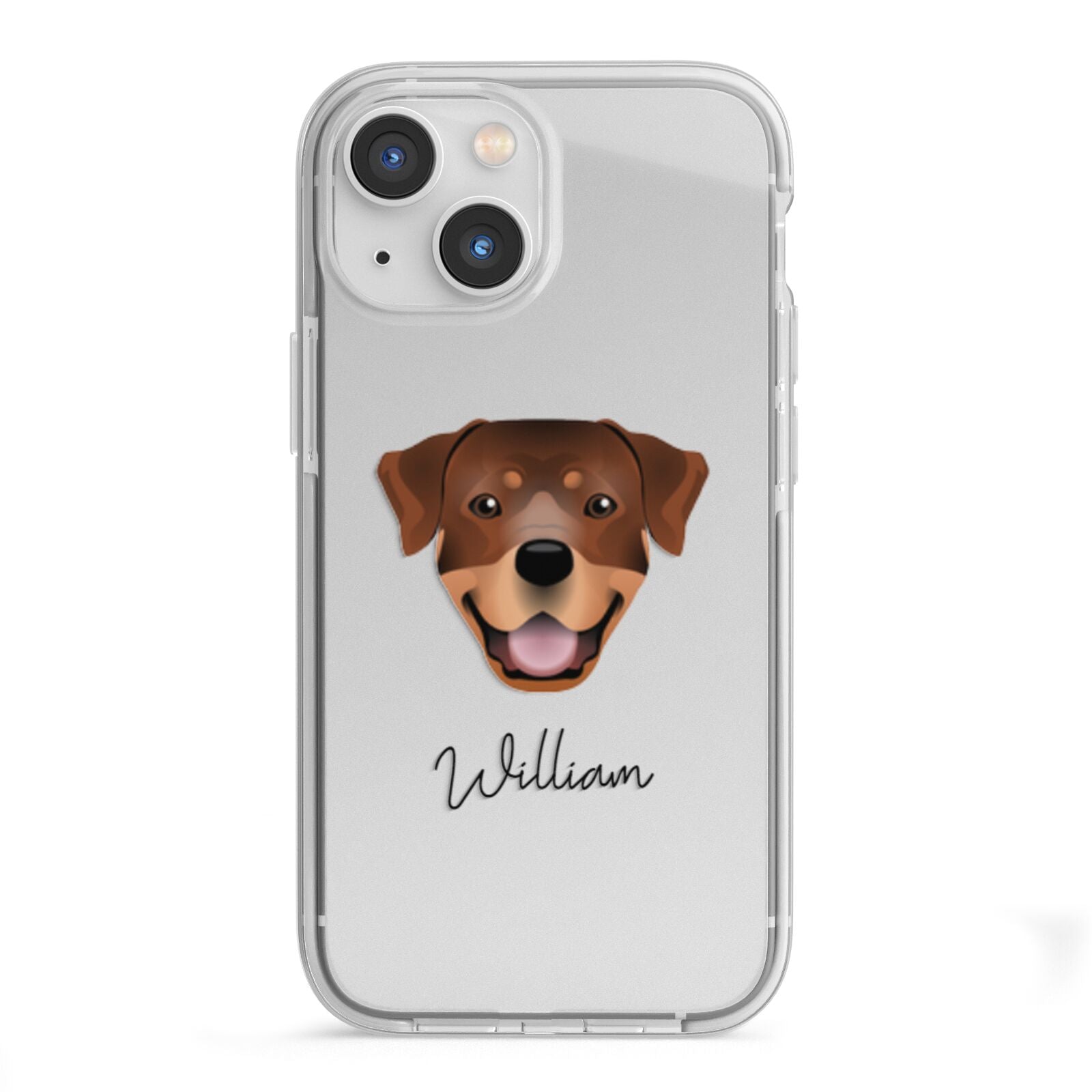 Rottweiler Personalised iPhone 13 Mini TPU Impact Case with White Edges