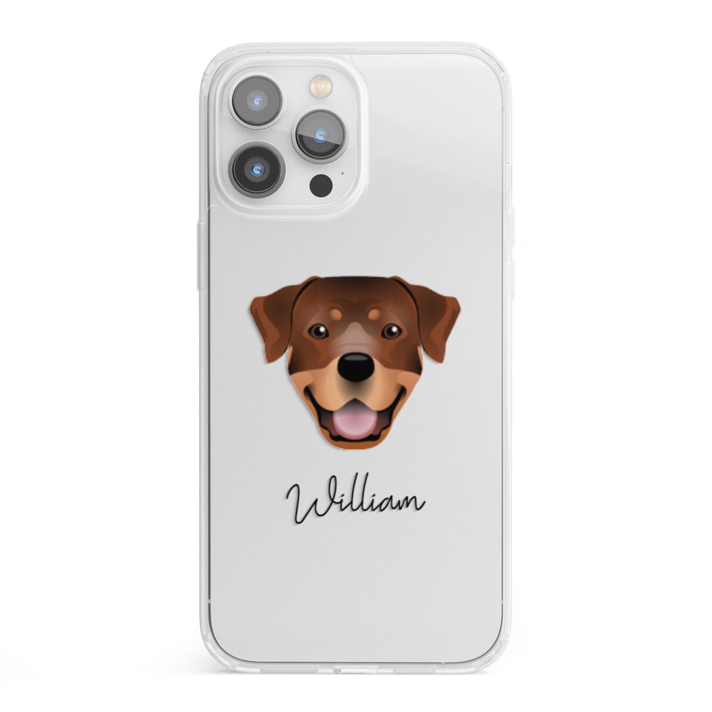 Rottweiler Personalised iPhone 13 Pro Max Clear Bumper Case