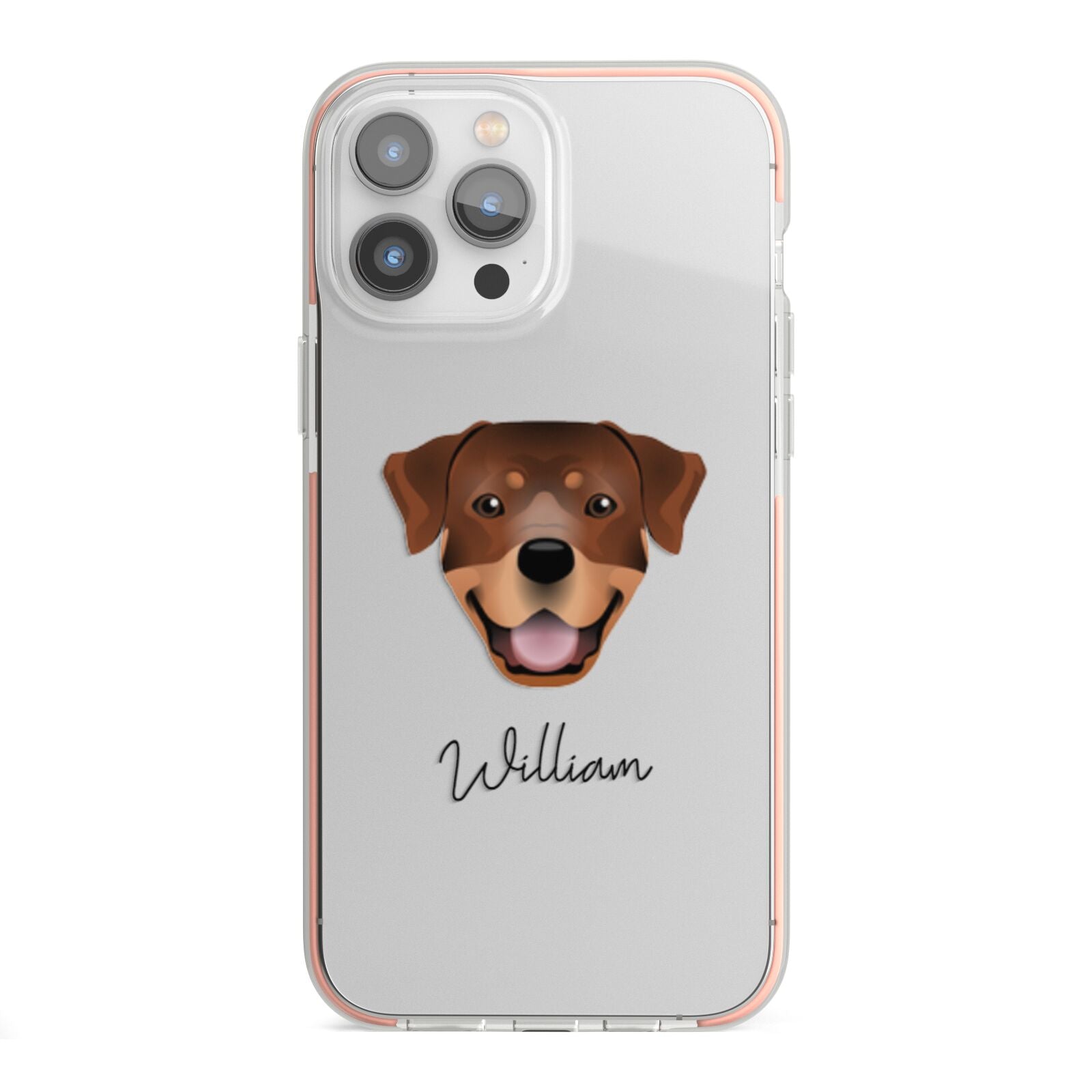 Rottweiler Personalised iPhone 13 Pro Max TPU Impact Case with Pink Edges
