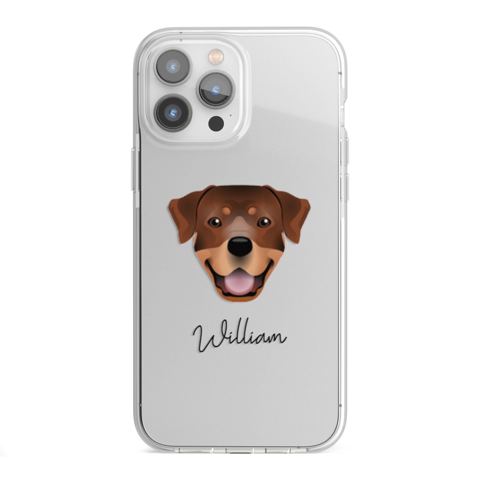 Rottweiler Personalised iPhone 13 Pro Max TPU Impact Case with White Edges