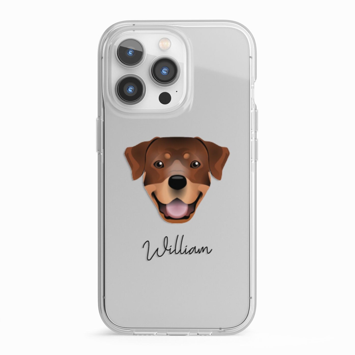 Rottweiler Personalised iPhone 13 Pro TPU Impact Case with White Edges