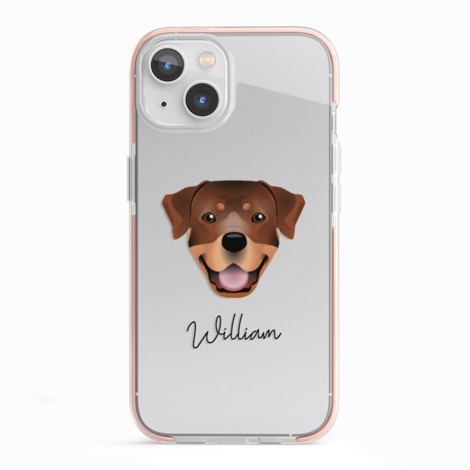 Rottweiler Personalised iPhone 13 TPU Impact Case with Pink Edges
