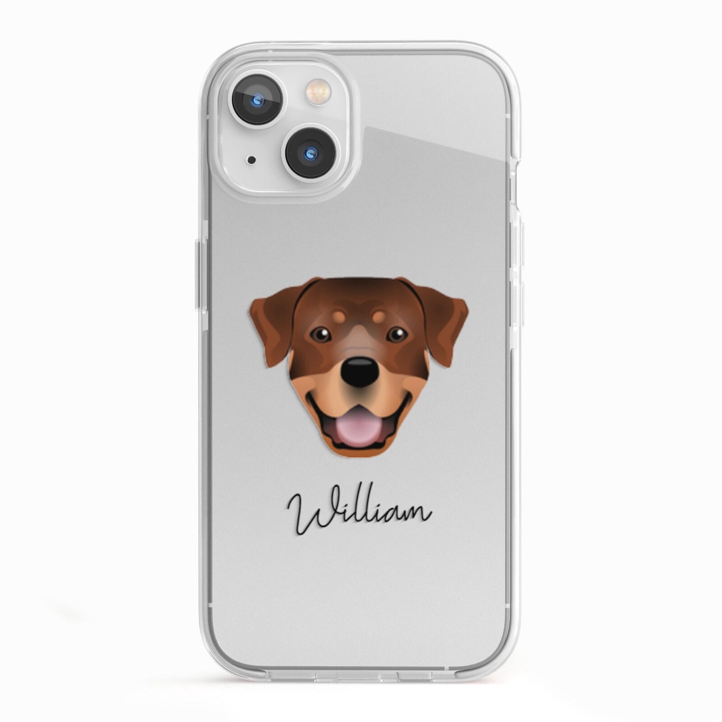 Rottweiler Personalised iPhone 13 TPU Impact Case with White Edges