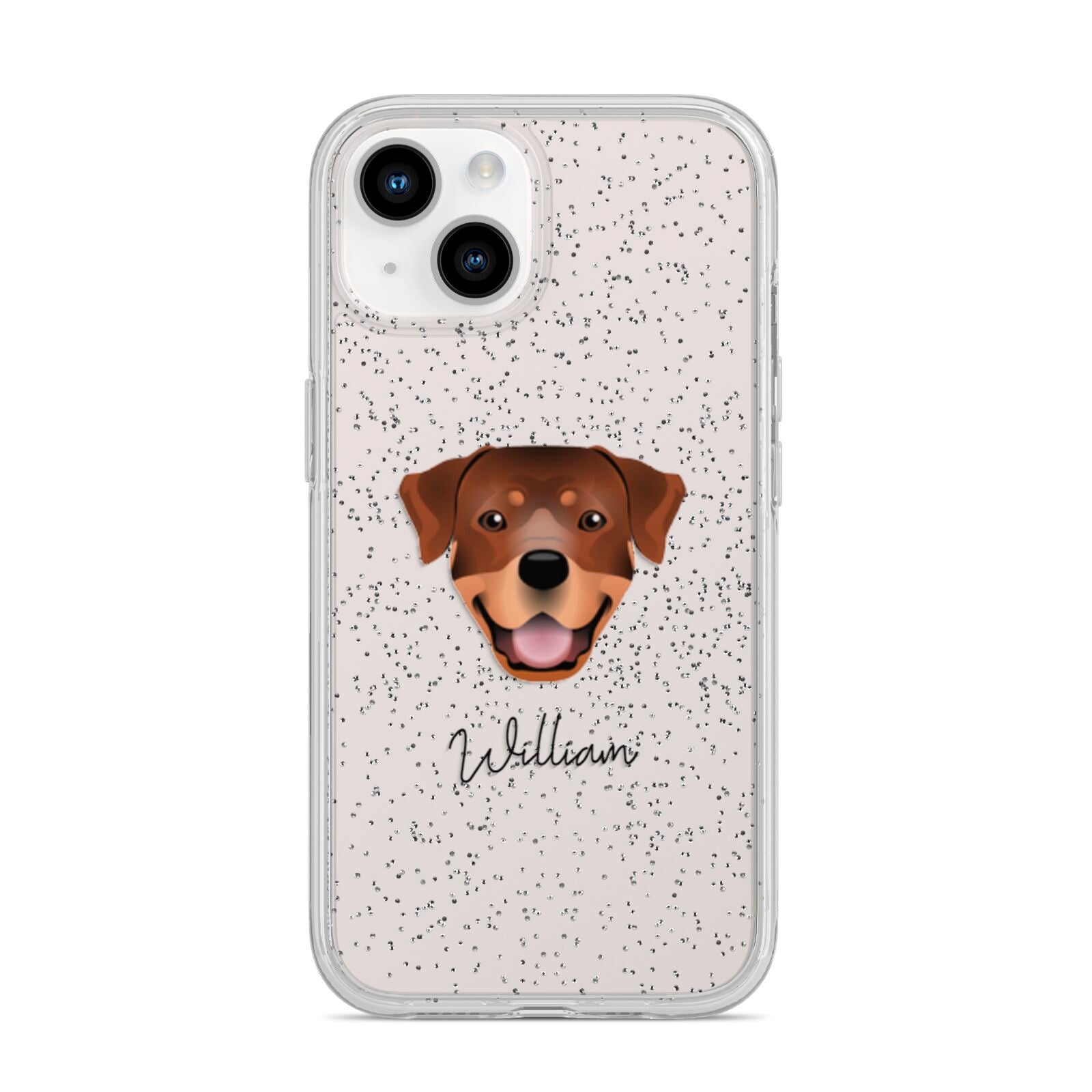 Rottweiler Personalised iPhone 14 Glitter Tough Case Starlight