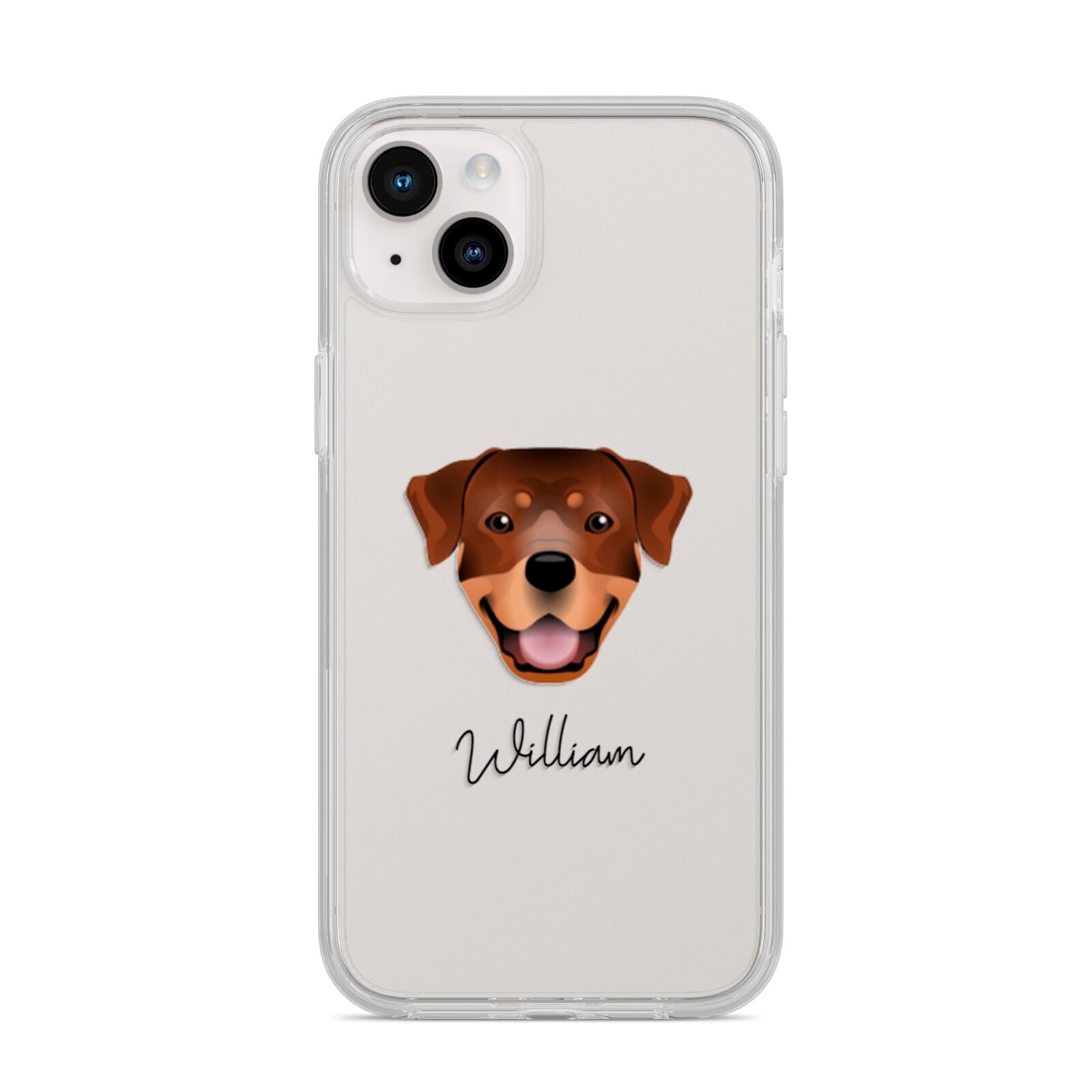 Rottweiler Personalised iPhone 14 Plus Clear Tough Case Starlight