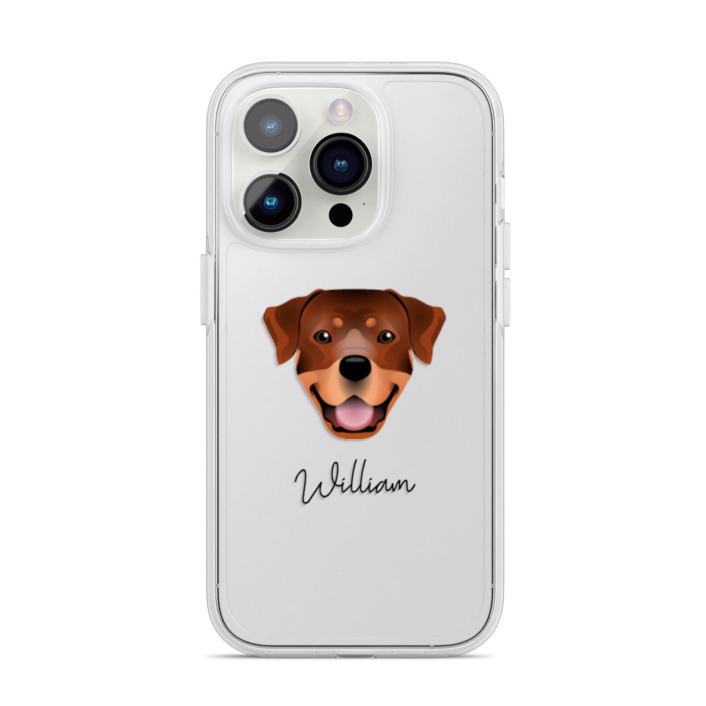 Rottweiler Personalised iPhone 14 Pro Clear Tough Case Silver