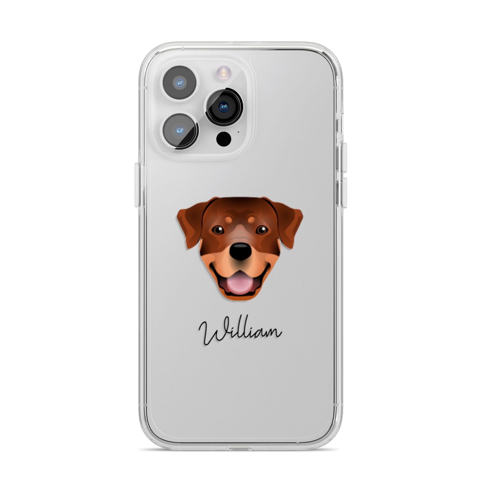 Rottweiler Personalised iPhone 14 Pro Max Clear Tough Case Silver