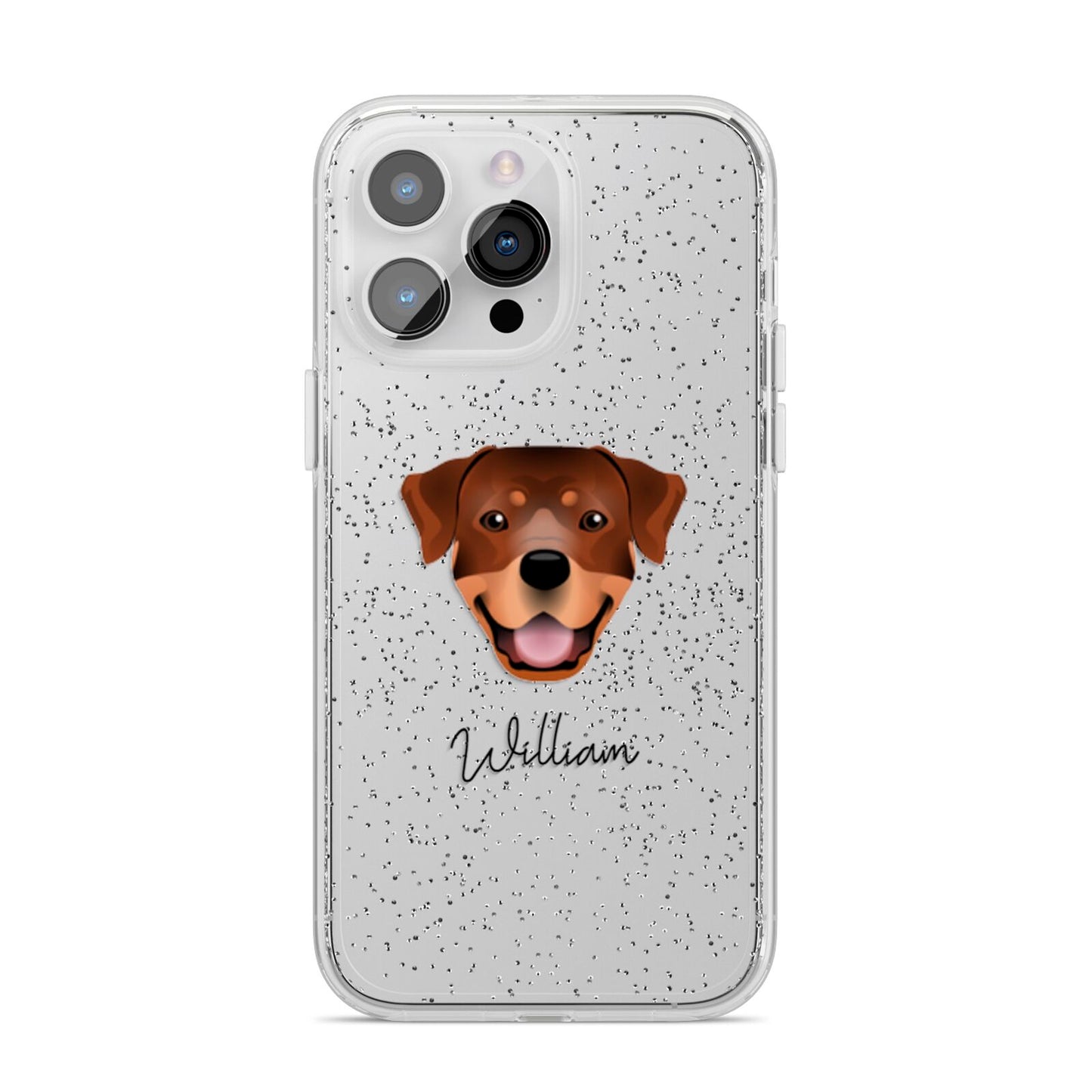Rottweiler Personalised iPhone 14 Pro Max Glitter Tough Case Silver