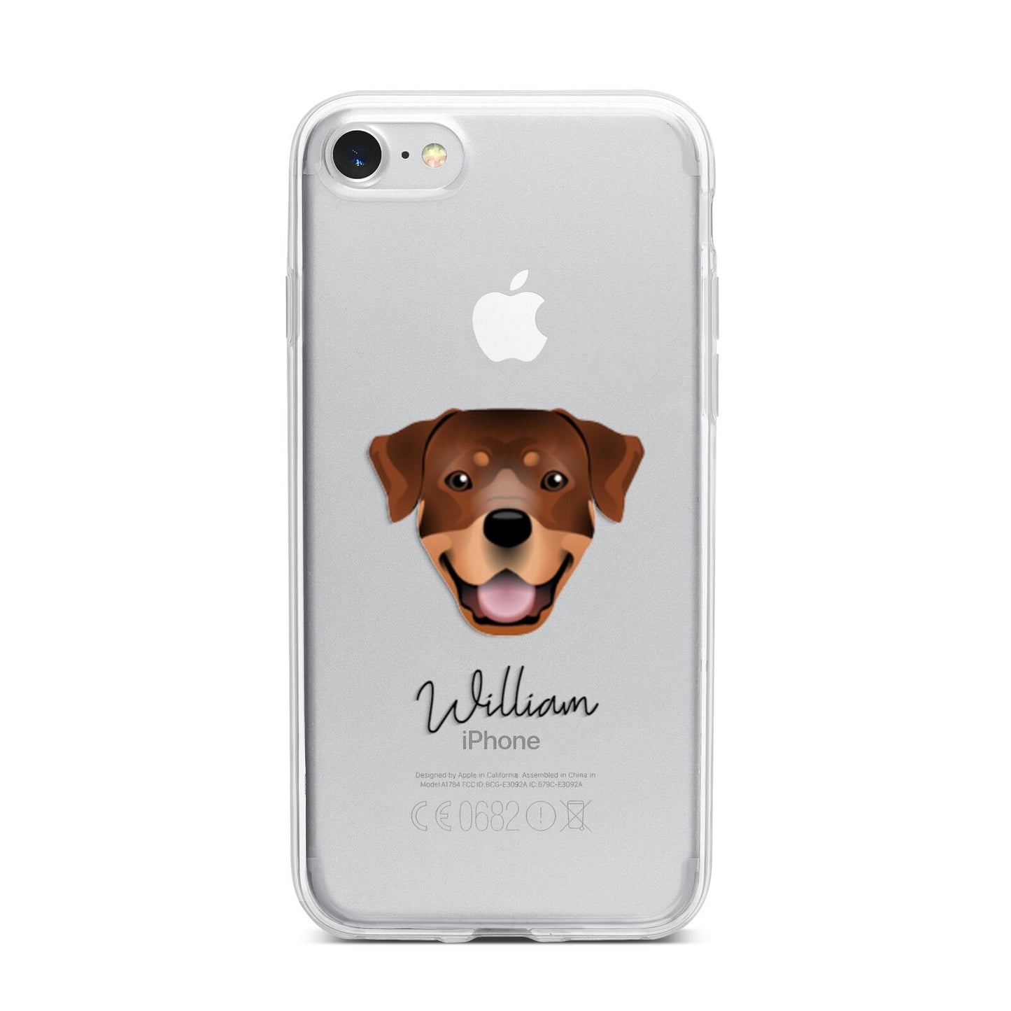 Rottweiler Personalised iPhone 7 Bumper Case on Silver iPhone