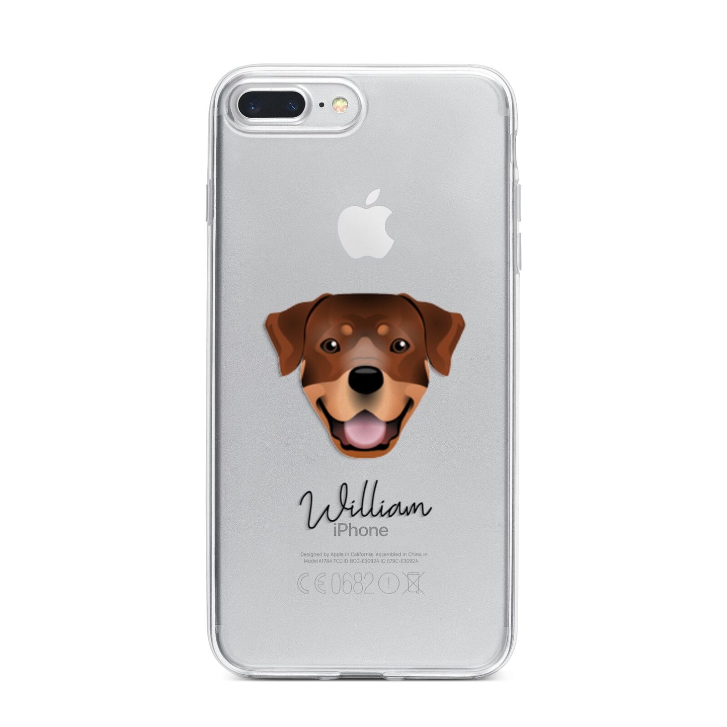 Rottweiler Personalised iPhone 7 Plus Bumper Case on Silver iPhone