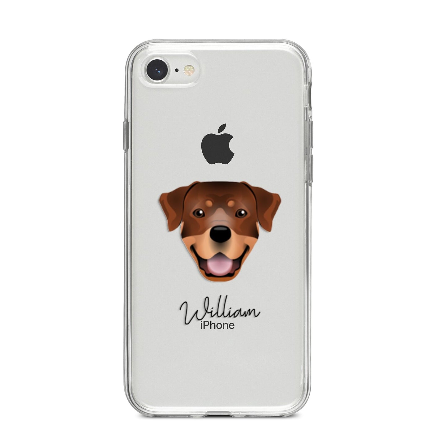 Rottweiler Personalised iPhone 8 Bumper Case on Silver iPhone