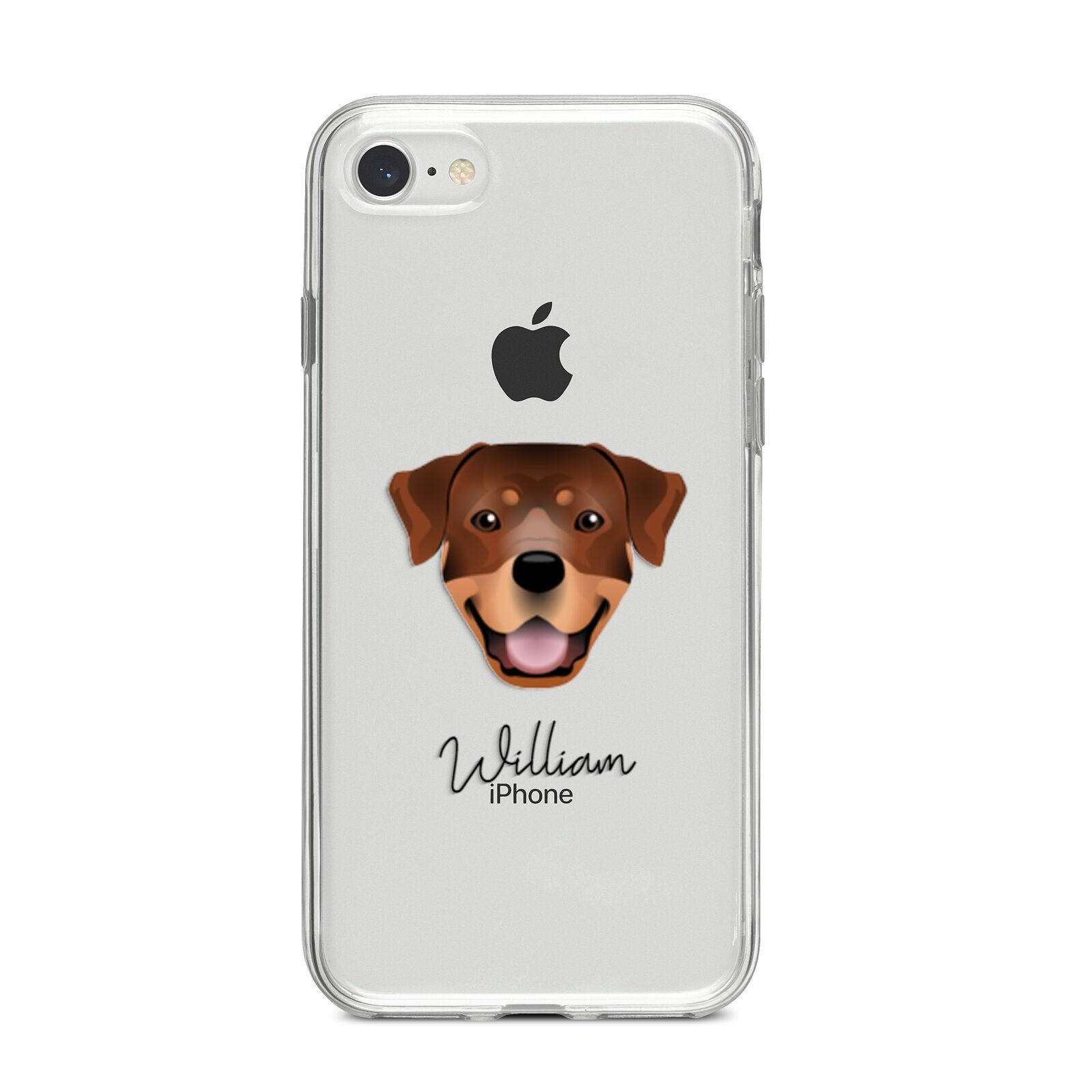 Rottweiler Personalised iPhone 8 Bumper Case on Silver iPhone