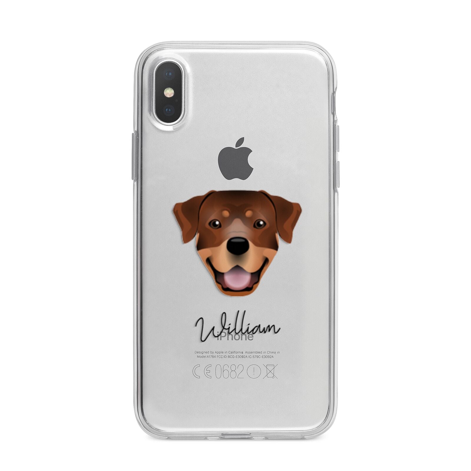 Rottweiler Personalised iPhone X Bumper Case on Silver iPhone Alternative Image 1