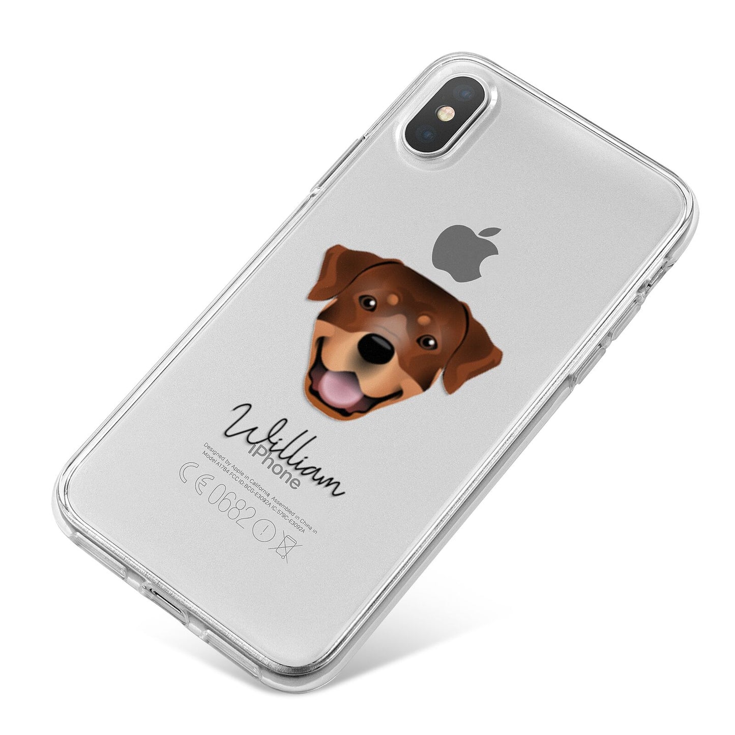 Rottweiler Personalised iPhone X Bumper Case on Silver iPhone