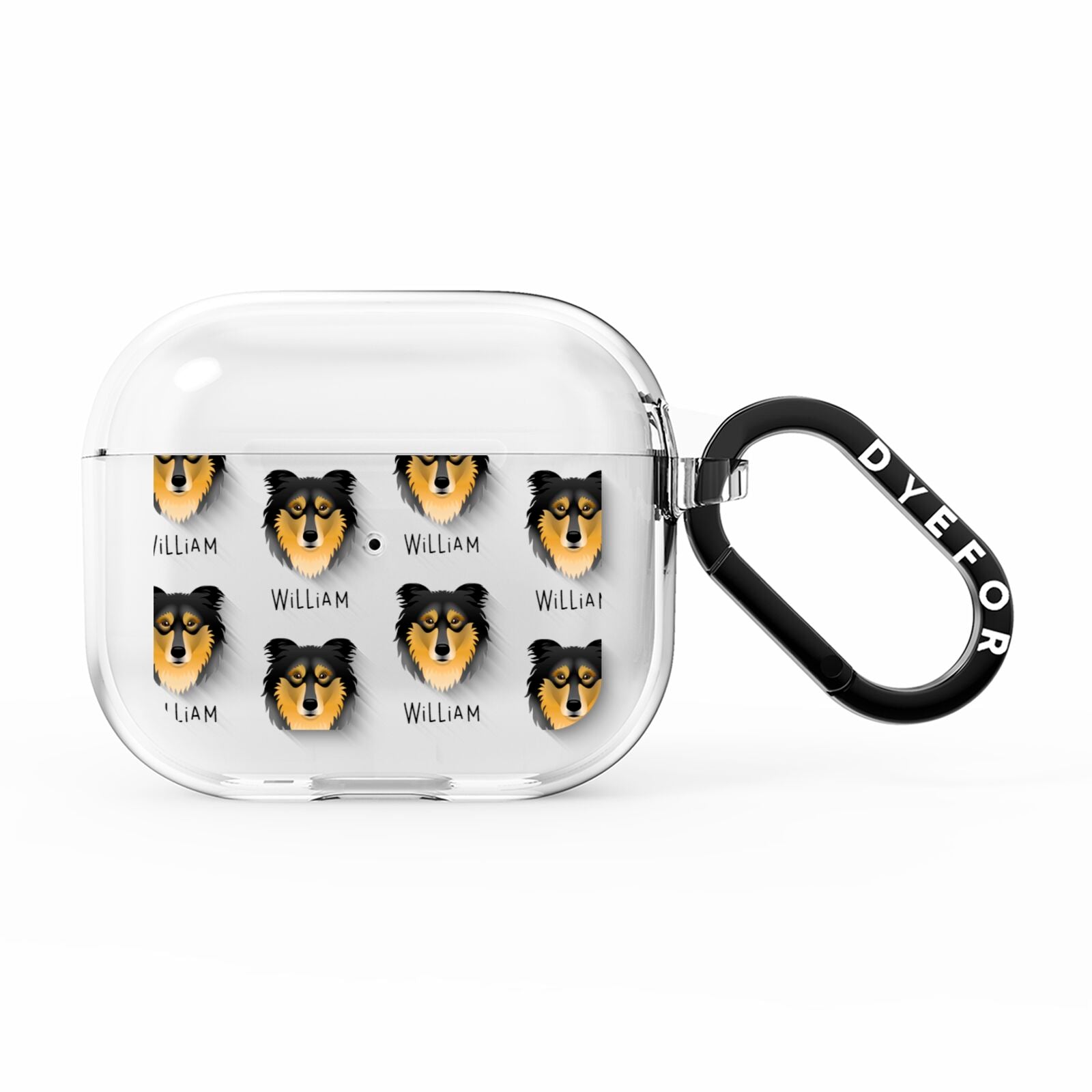 Rough Collie Icon with Name AirPods Clear Case 3rd Gen