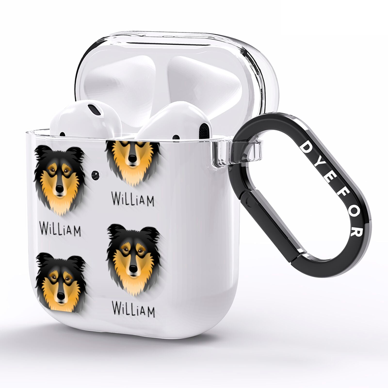 Rough Collie Icon with Name AirPods Clear Case Side Image