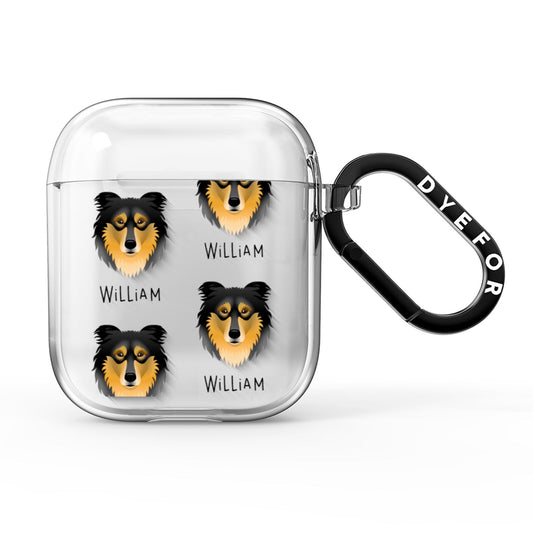 Rough Collie Icon with Name AirPods Clear Case