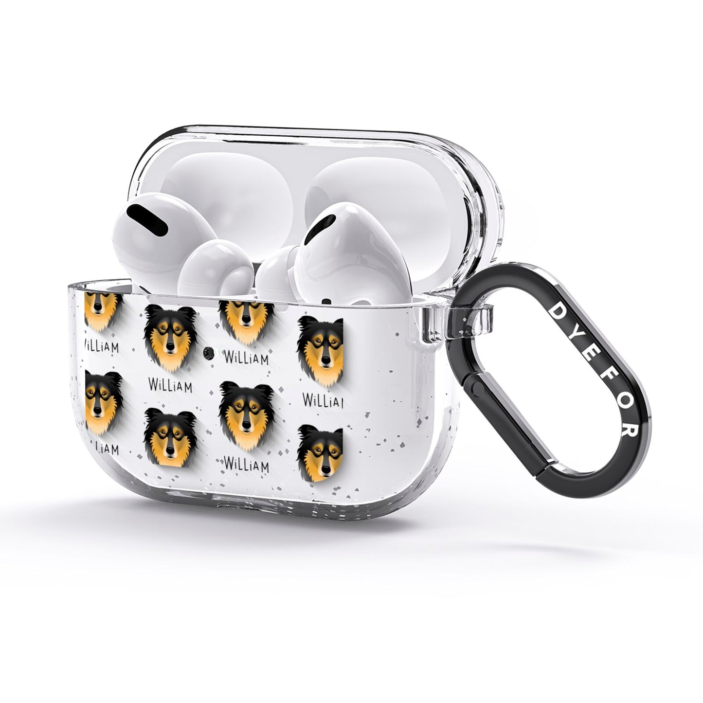 Rough Collie Icon with Name AirPods Glitter Case 3rd Gen Side Image